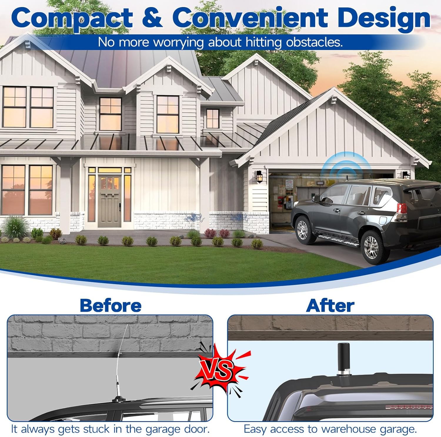 Bingfu Vehicle Ham Radio Antenna Dual Band VHF UHF 136-174MHz 400-470MHz Low Profile PL259 Male Connector Antenna for Car Truck Amateur/Mobile/Two Way/Marine VHF Radio