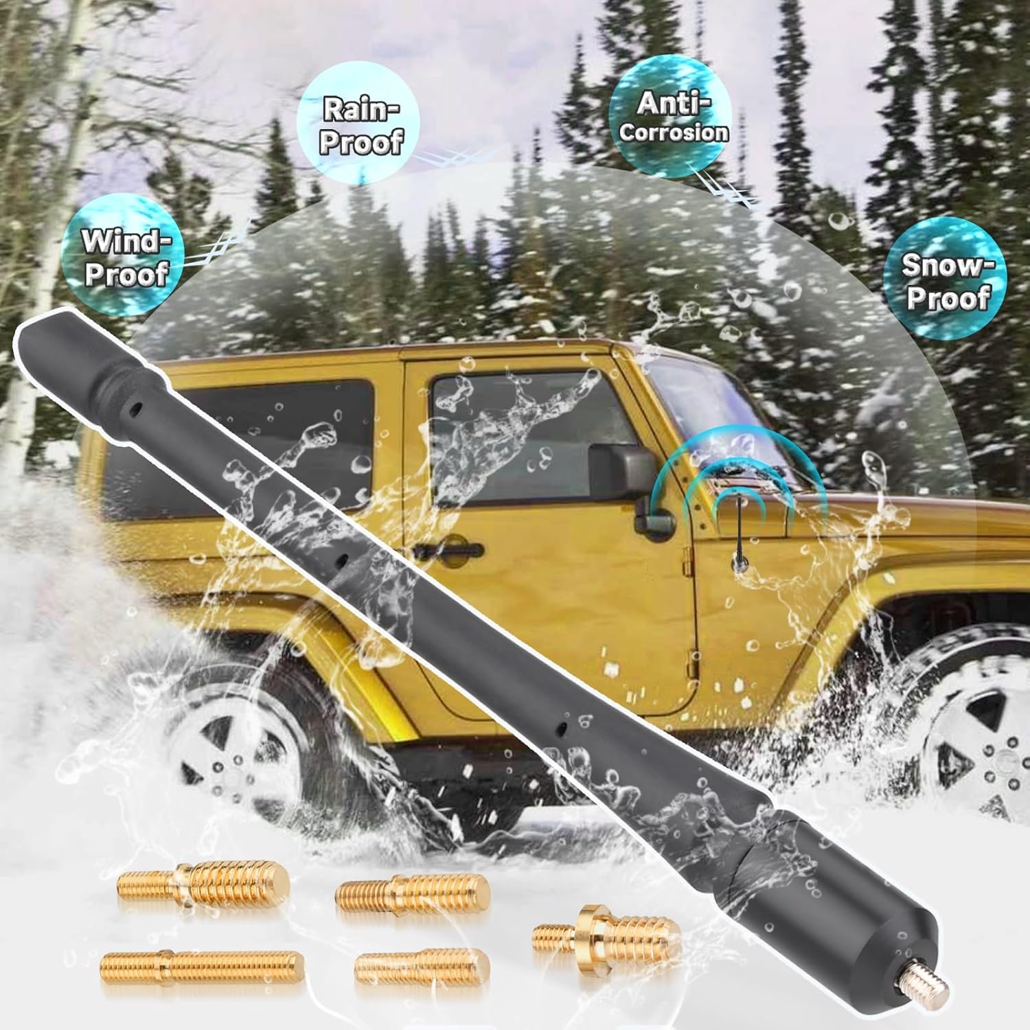 Bingfu Autoantenne Kompatibel mit JK 2007 bis 2017, 19,5 cm Flexible Gummi-Kurzstabantenne, Verbesserter DAB FM/AM-Empfang