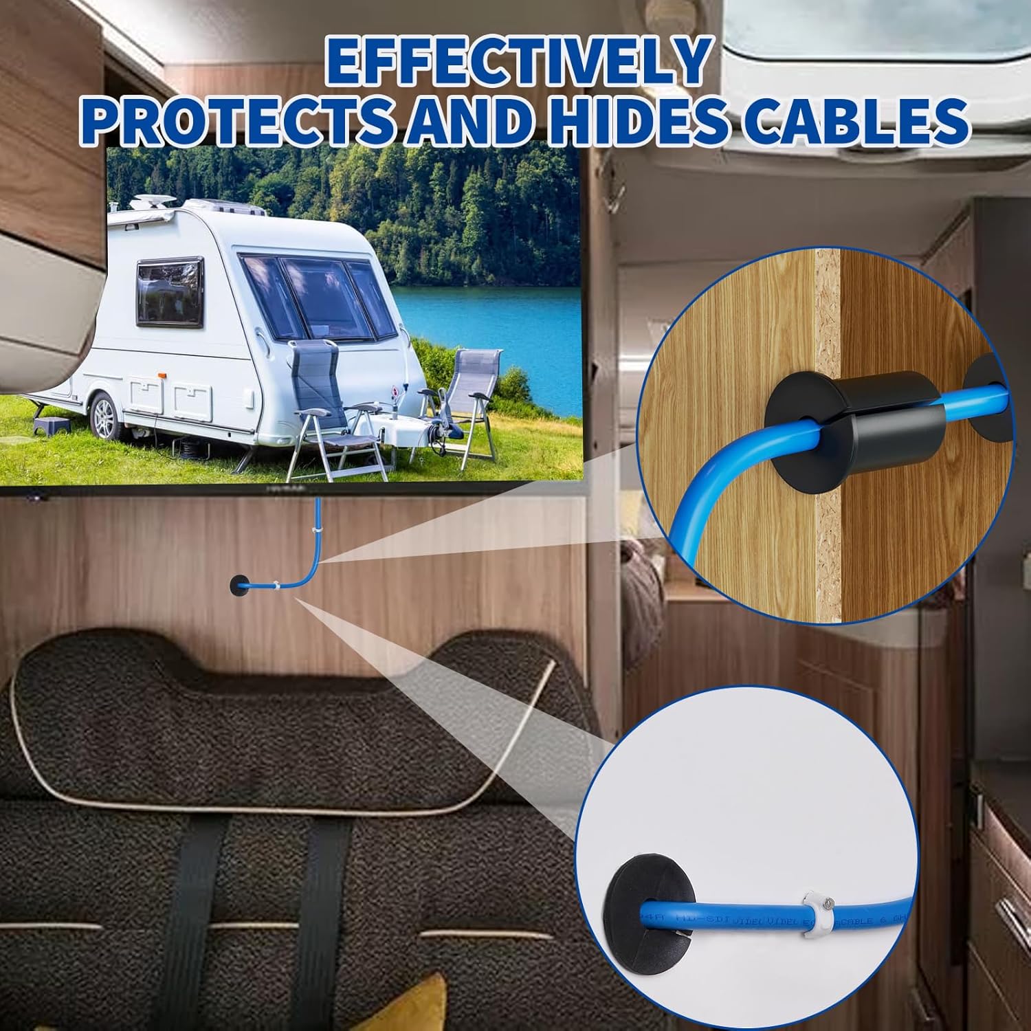 Bingfu Kabelführungskit kompatibel mit Starlink/Ethernet Cat 6/7/8 Kabel - Kabelteilbuchse Wanddurchführung für 1inch/2,4 cm Wandöffnung - 2-Stück mit Drahtklemmen