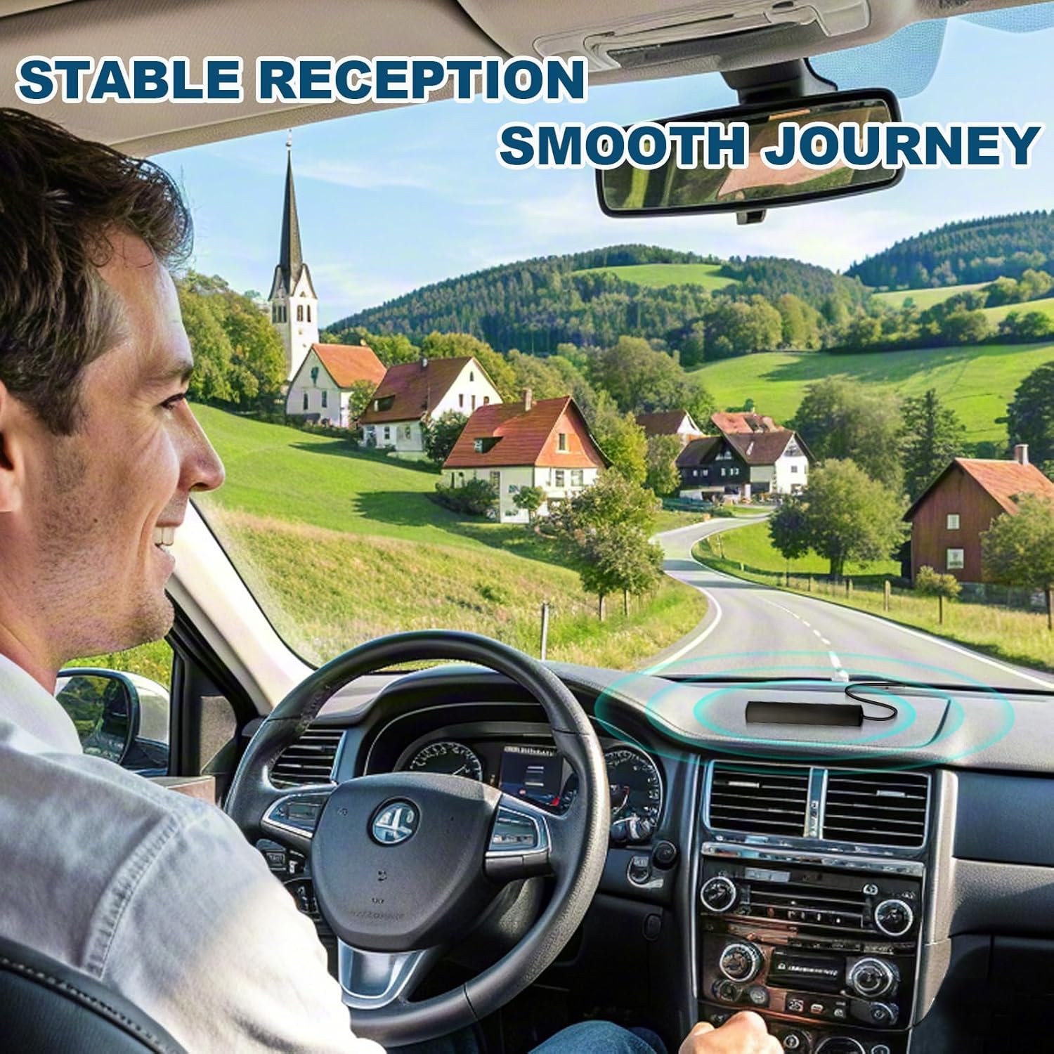 Bingfu DAB Car Antenna SMB Adhesive Mount Hidden Patch Antenna with 3 m RG174 Cable Compatible with Car Stereo Receiver Media Head Unit, Marine Boat Radio Stereo Receiver