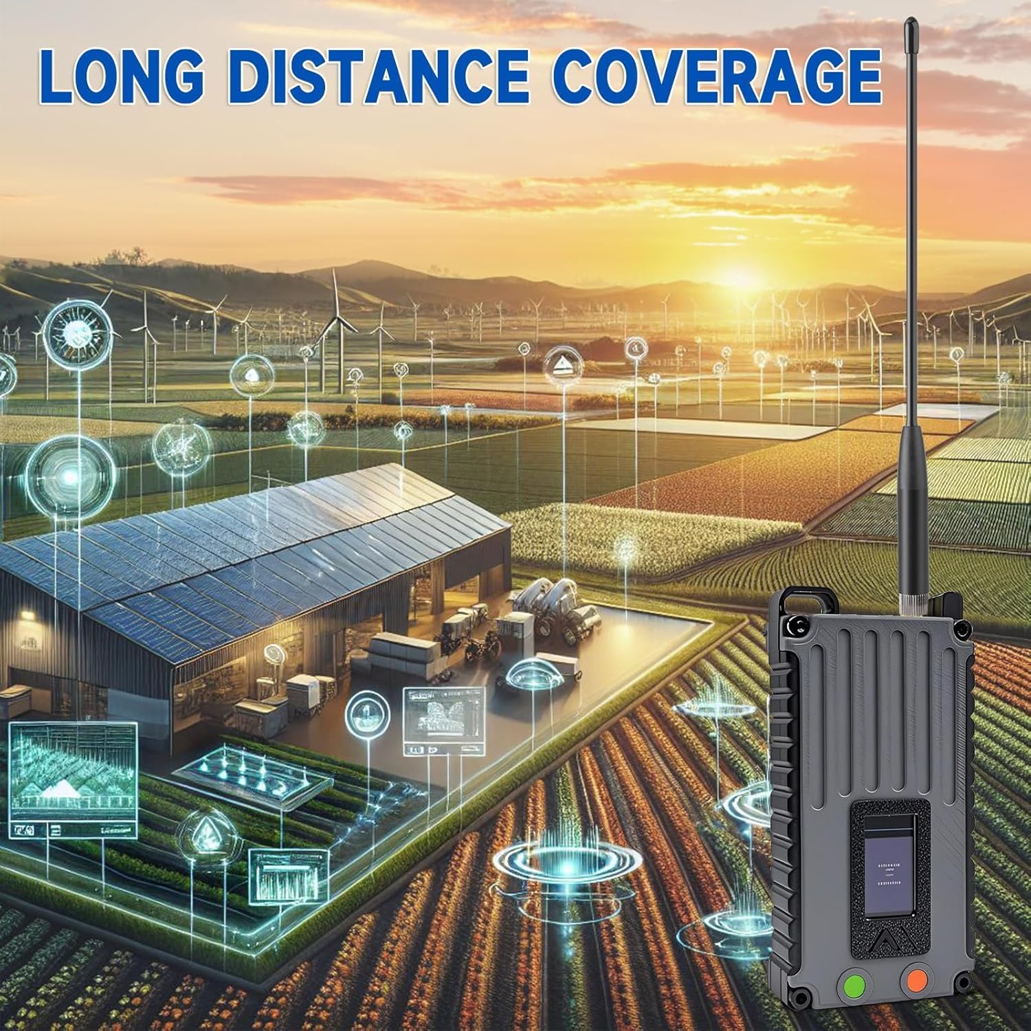 Antenna mounted on a LoRaWAN gateway device for signal optimization