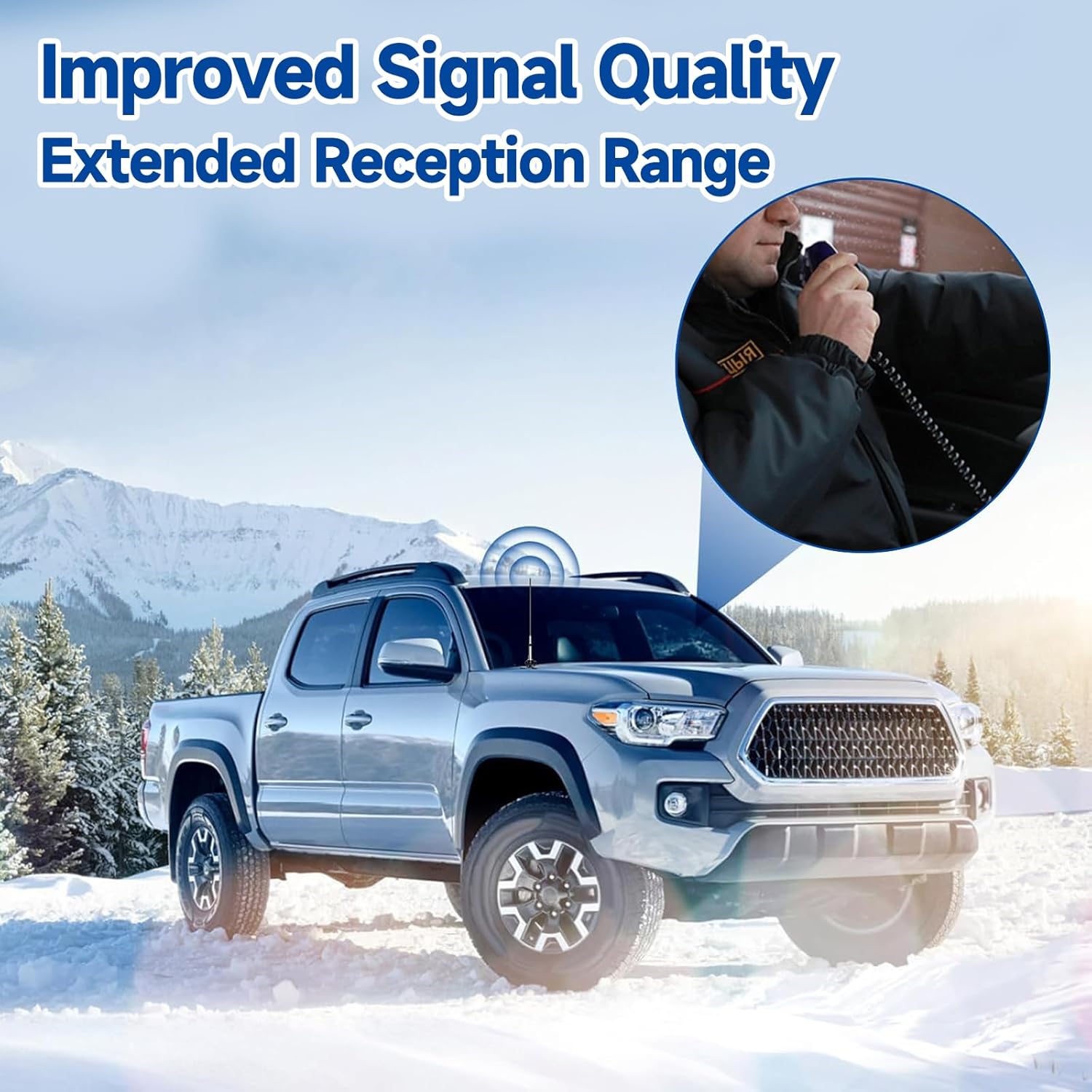 Attaching the Bingfu fiberglass antenna to a vehicle mounting bracket, demonstrating the secure connection