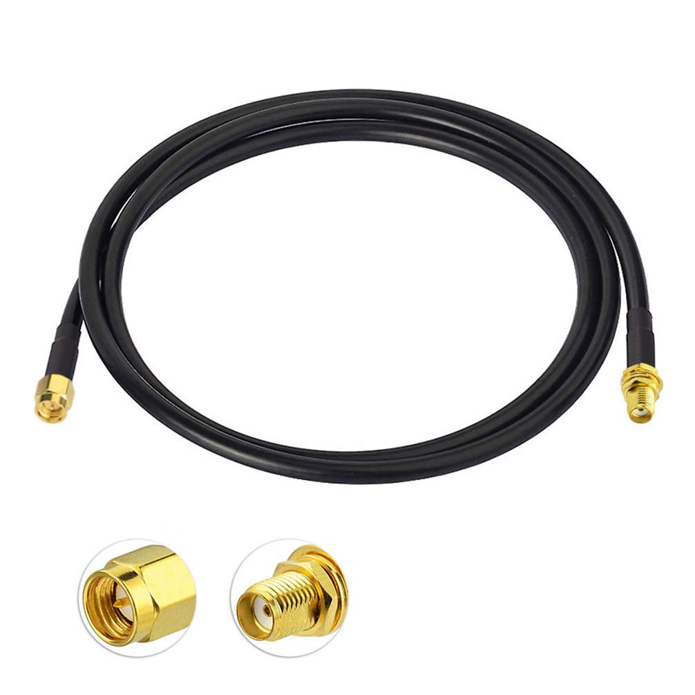 Bingfu 1-meter (3.3ft) RG58 coaxial extension cable with SMA male to SMA female connectors, premium black shielding