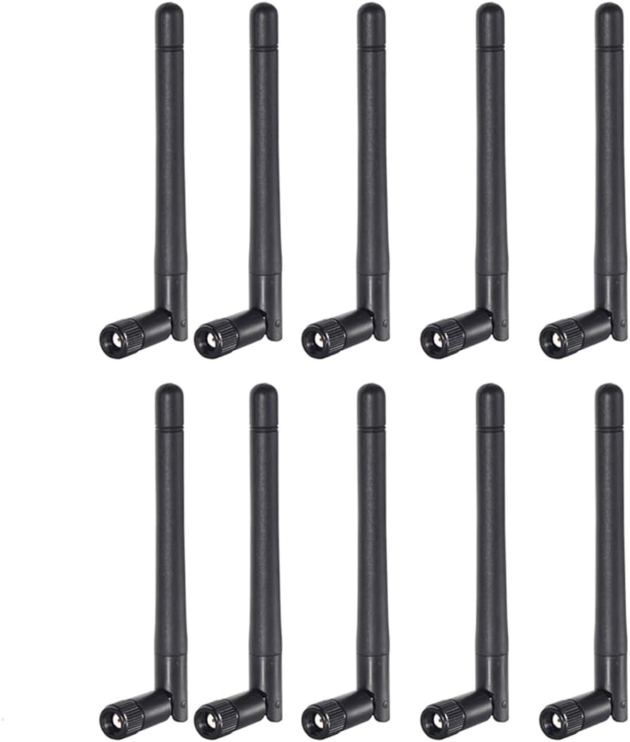 Bingfu 10-pack dual-band 3dBi WiFi antennas with RP-SMA male connectors, bulk replacement set