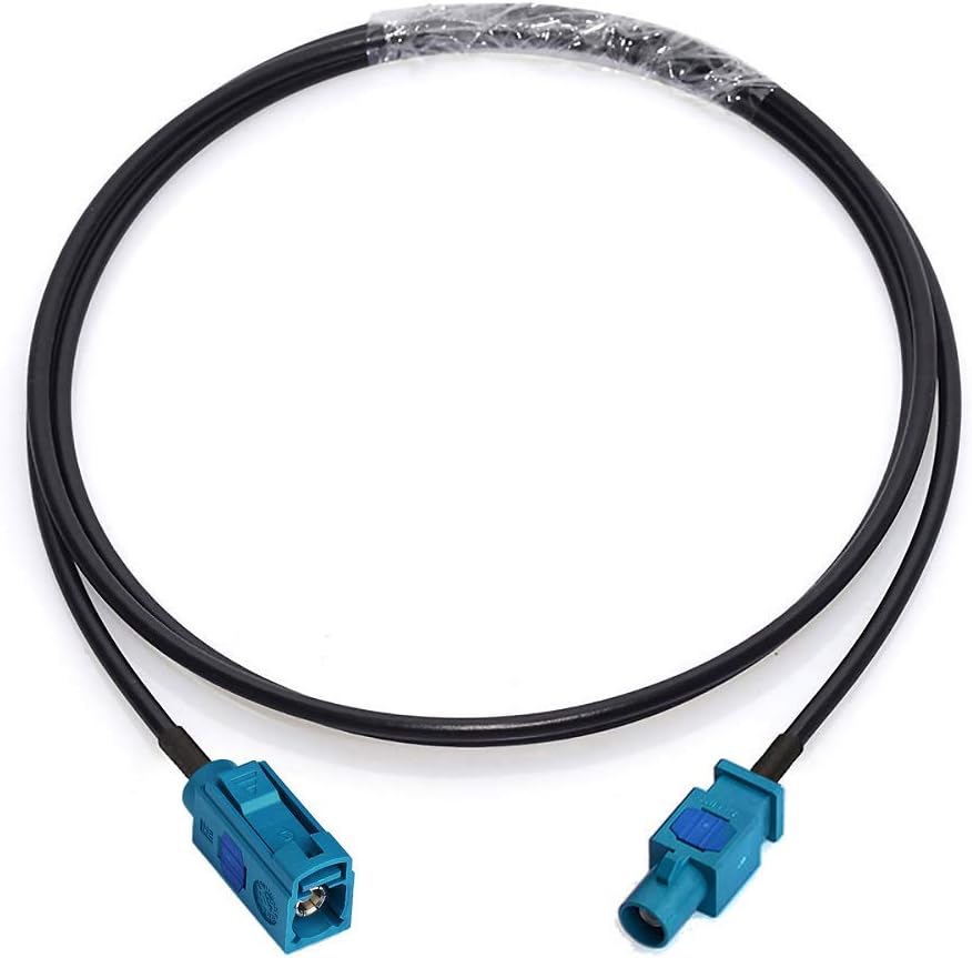 Bingfu 1m Fakra Z female to Fakra Z male universal extension cable with water blue connectors and high-quality black RG174 coax