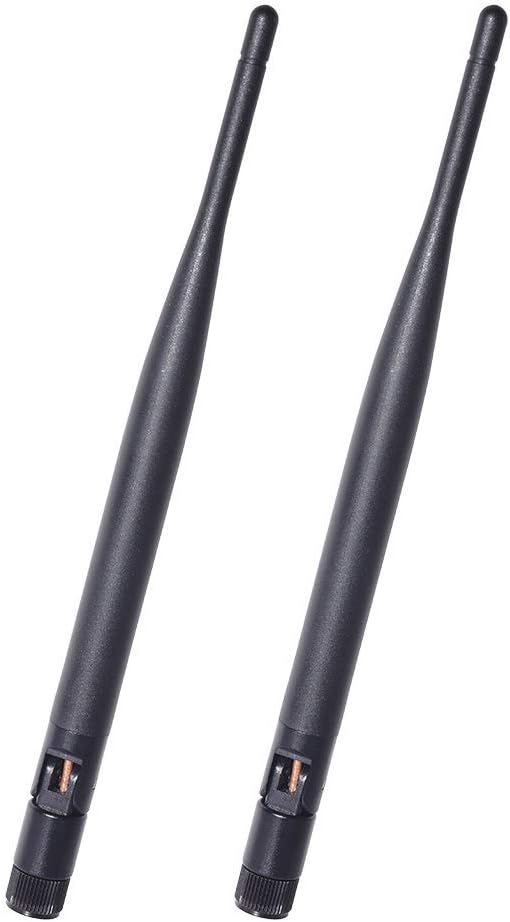 Bingfu 2-pack 6dBi high-gain dual-band WiFi antennas with RP-SMA male connectors for enhanced wireless range.