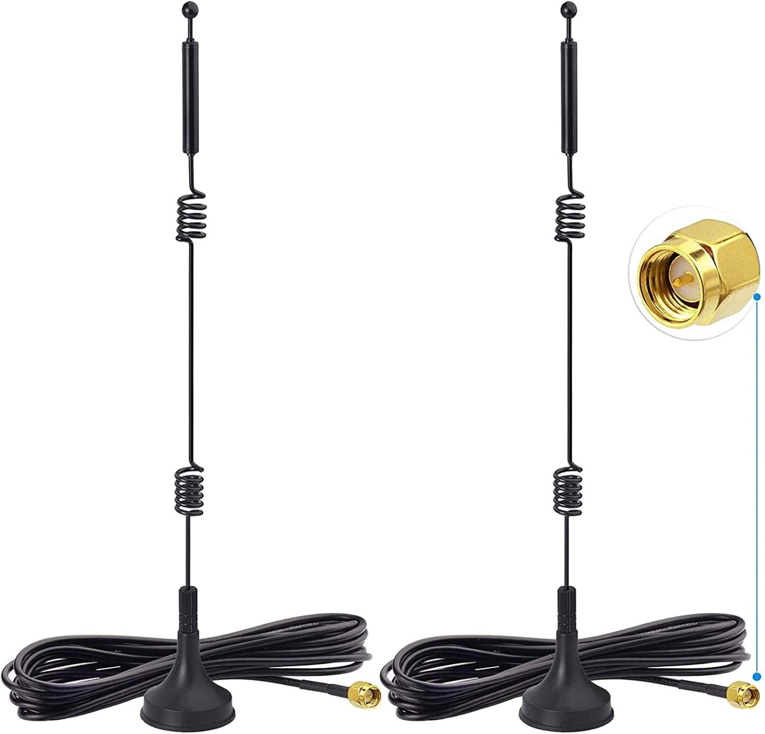 Bingfu 2-pack 9dBi high-gain dual-band WiFi antennas with heavy-duty magnetic bases and 3-meter SMA male cables