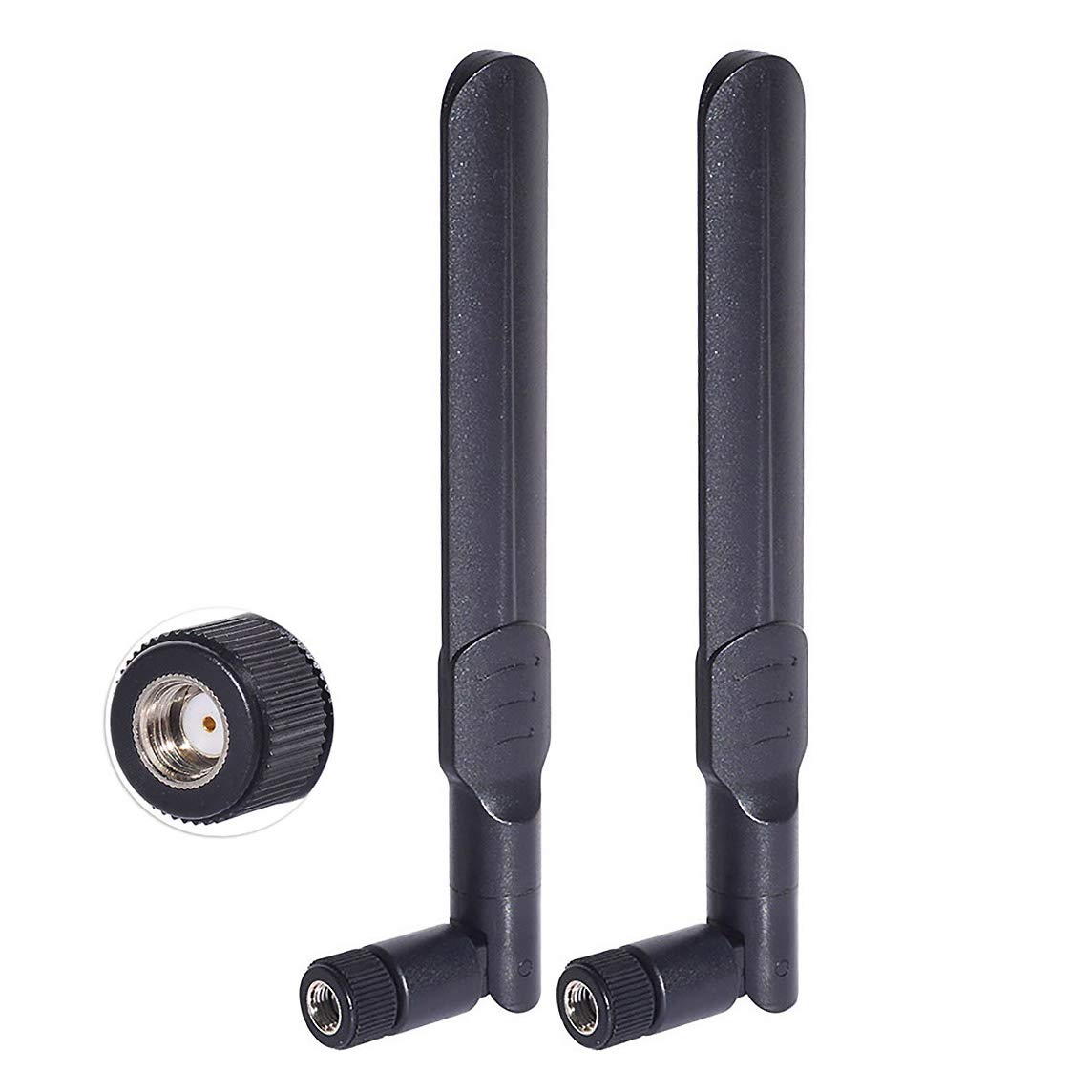 Bingfu 2-pack flagship 8dBi high-gain dual-band WiFi antennas with RP-SMA male connectors in classic black