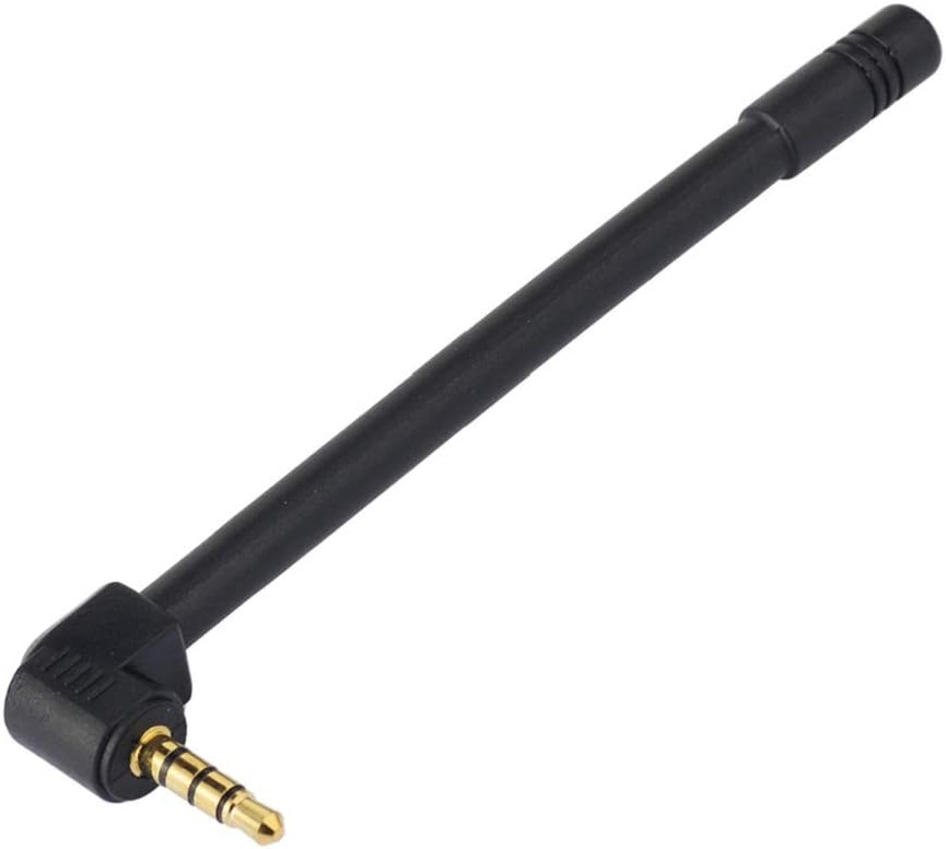 Bingfu 3.5mm mini FM radio antenna with a compact telescopic design and premium silver stainless steel finish