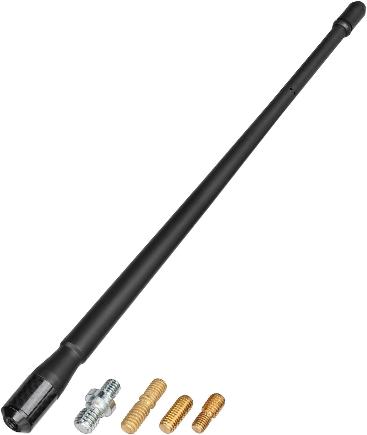Bingfu 31.5cm universal car roof mount antenna replacement in matte black rubber, including M4, M5, and M6 screw adapters