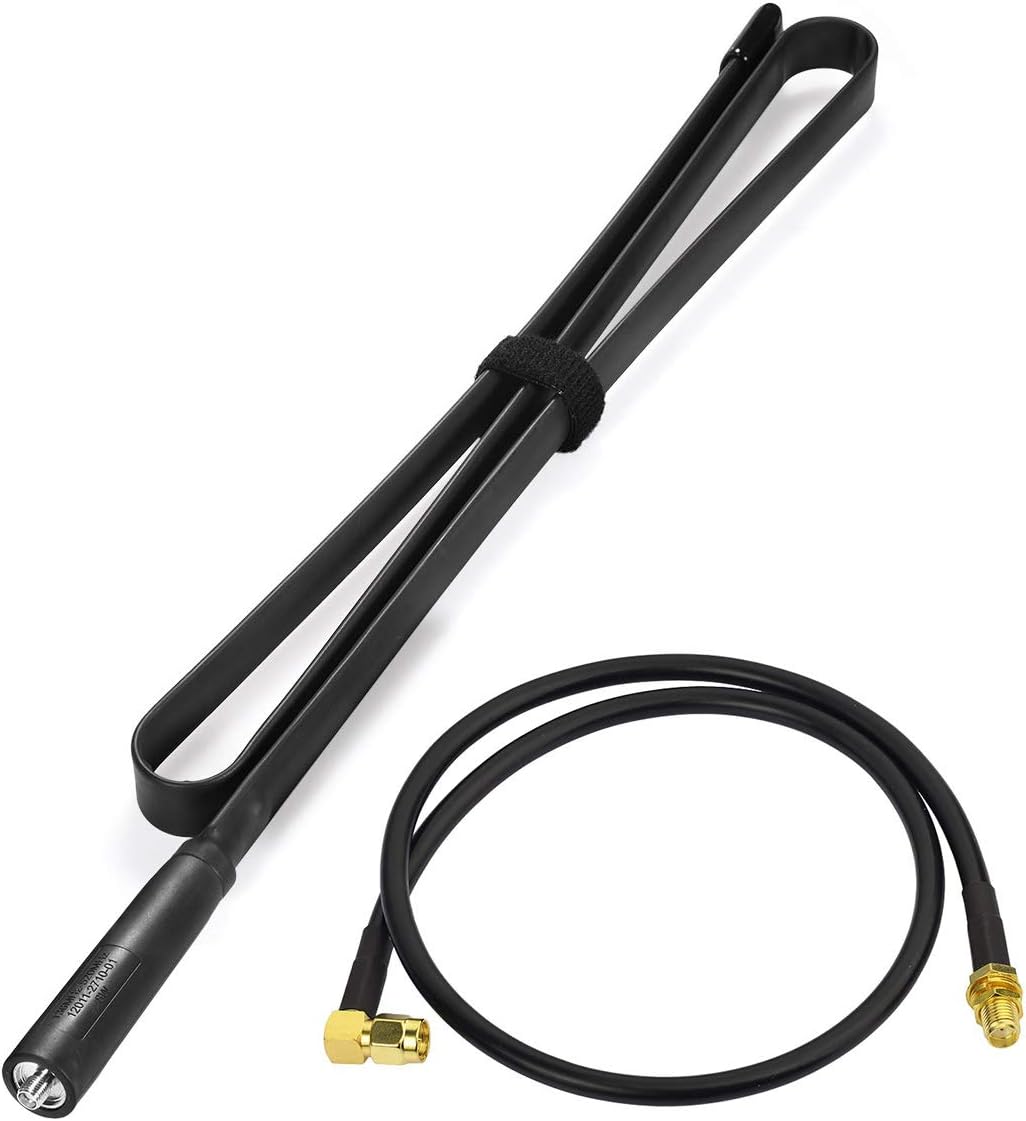 Bingfu 42.5-inch tactical foldable ham radio antenna with 3ft extension relocation cable kit
