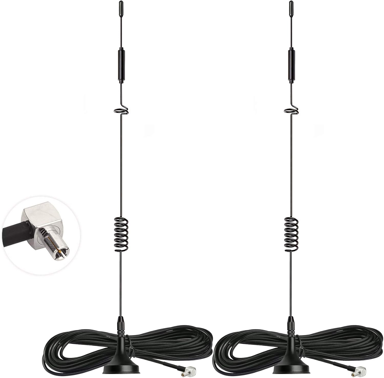 Bingfu 5dBi 4G LTE MIMO magnetic antennas 2-pack with direct TS9 male connectors