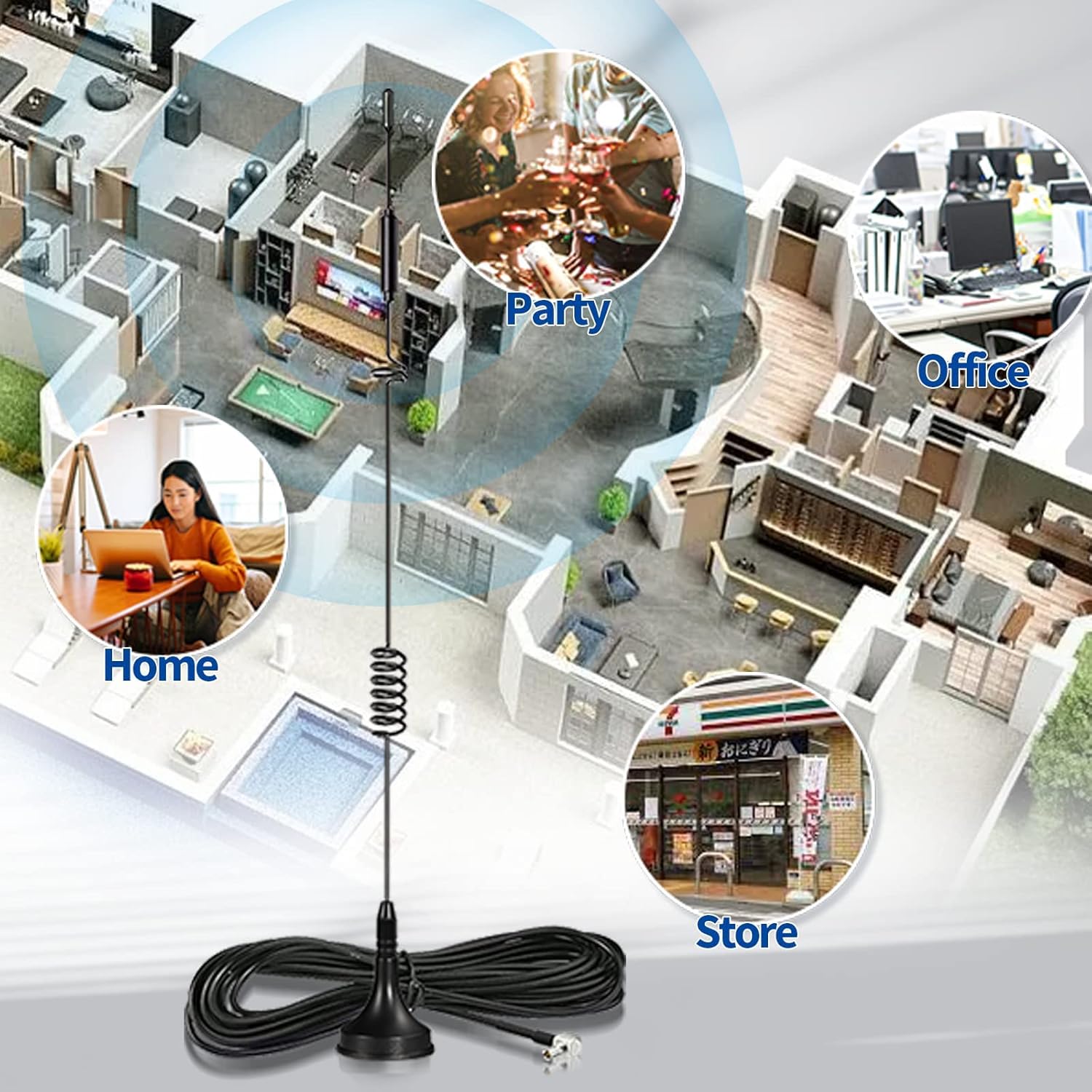 Bingfu 5dBi antennas placed on an RV roof or windowsill for improved mobile broadband reception