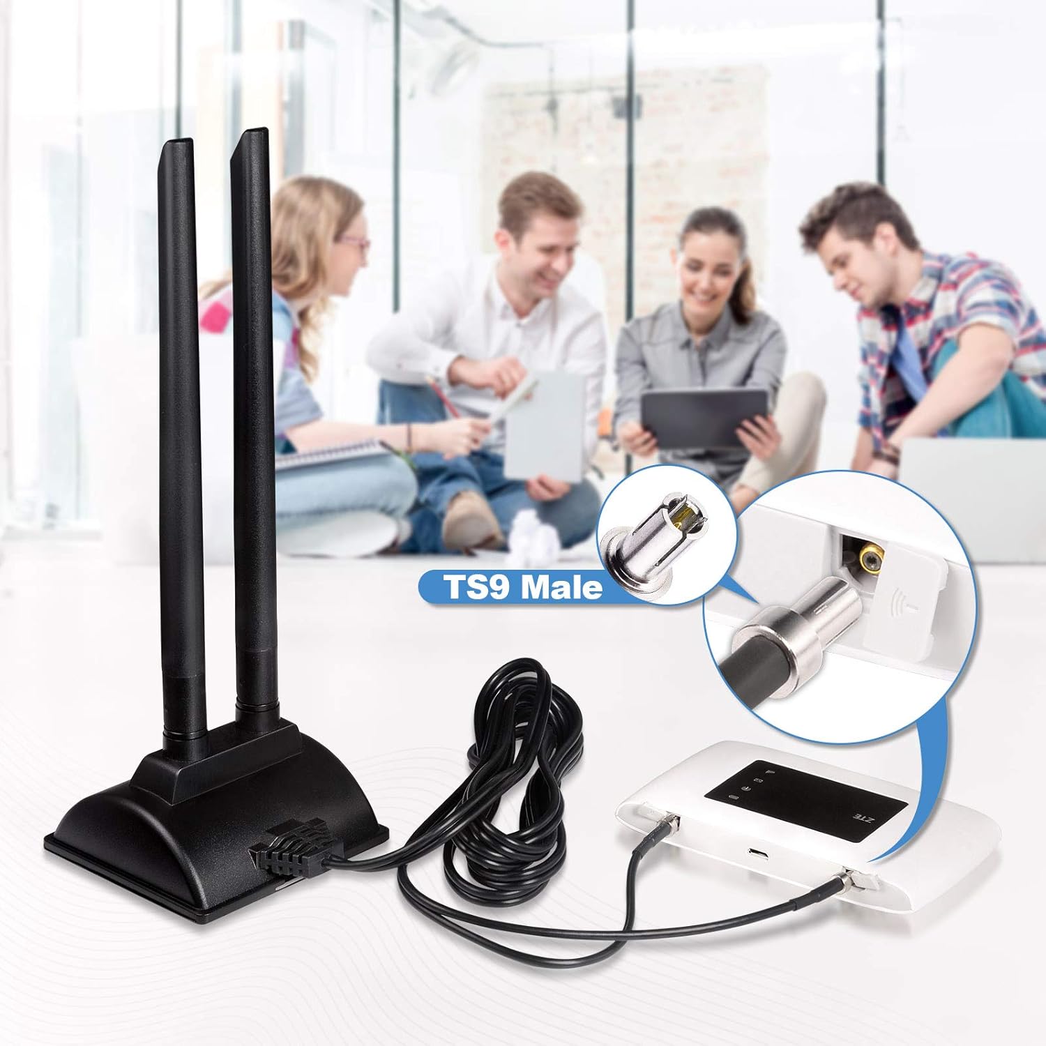 Bingfu 6dBi antennas magnetically attached to a metal windowsill for stable home office internet