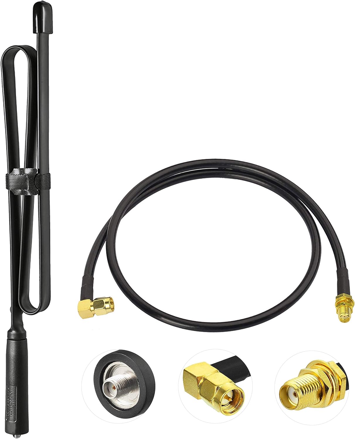 Bingfu 72cm Foldable Tactical Antenna (VHF/UHF) - Dual-Band Ham Radio Antenna with SMA-Female Connector & 1m Extension Cable for Baofeng UV-5R/UV-82
