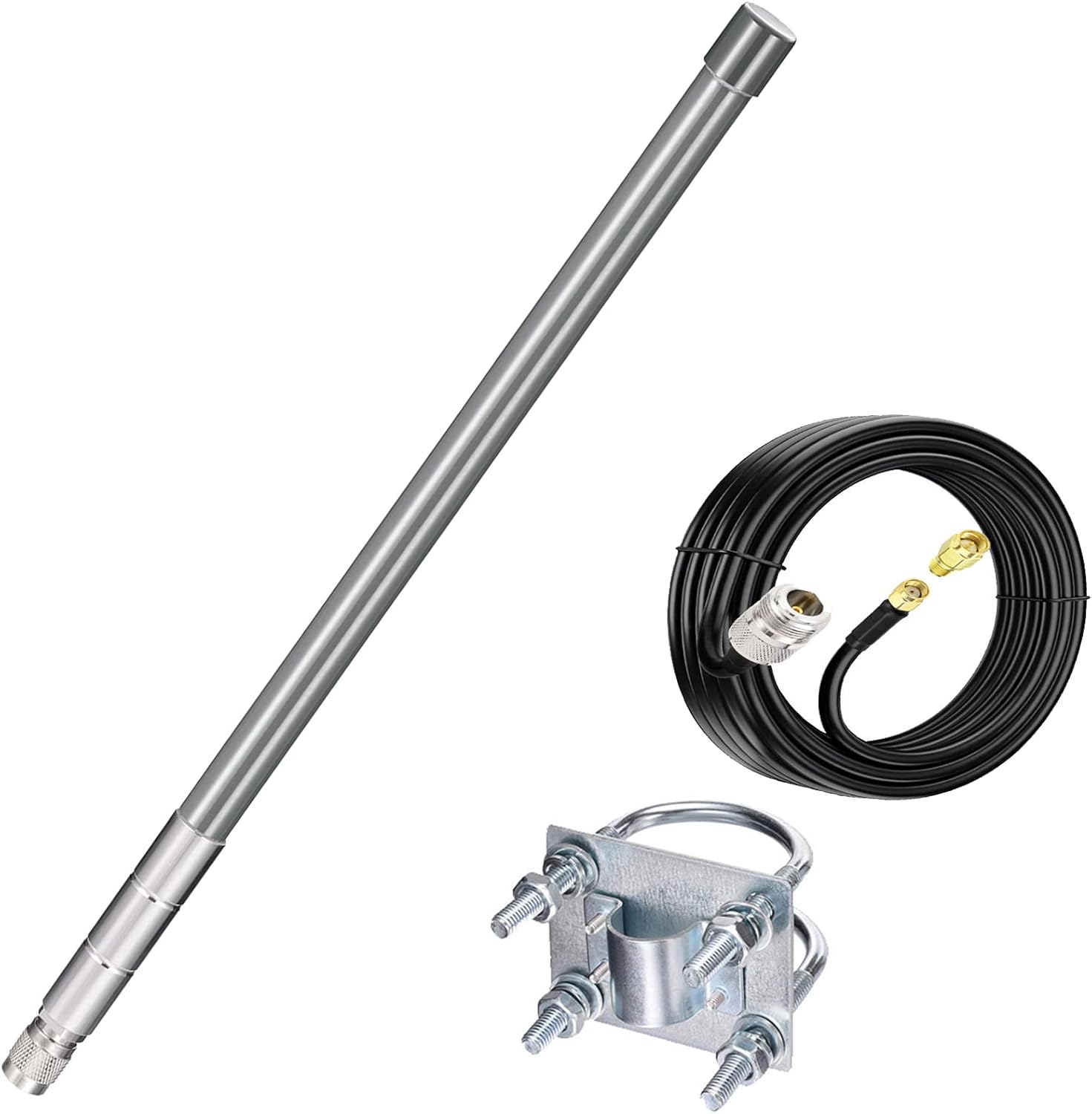 Bingfu 915MHz LoRa antenna with 10ft low-loss ALSR240 cable for Helium miners
