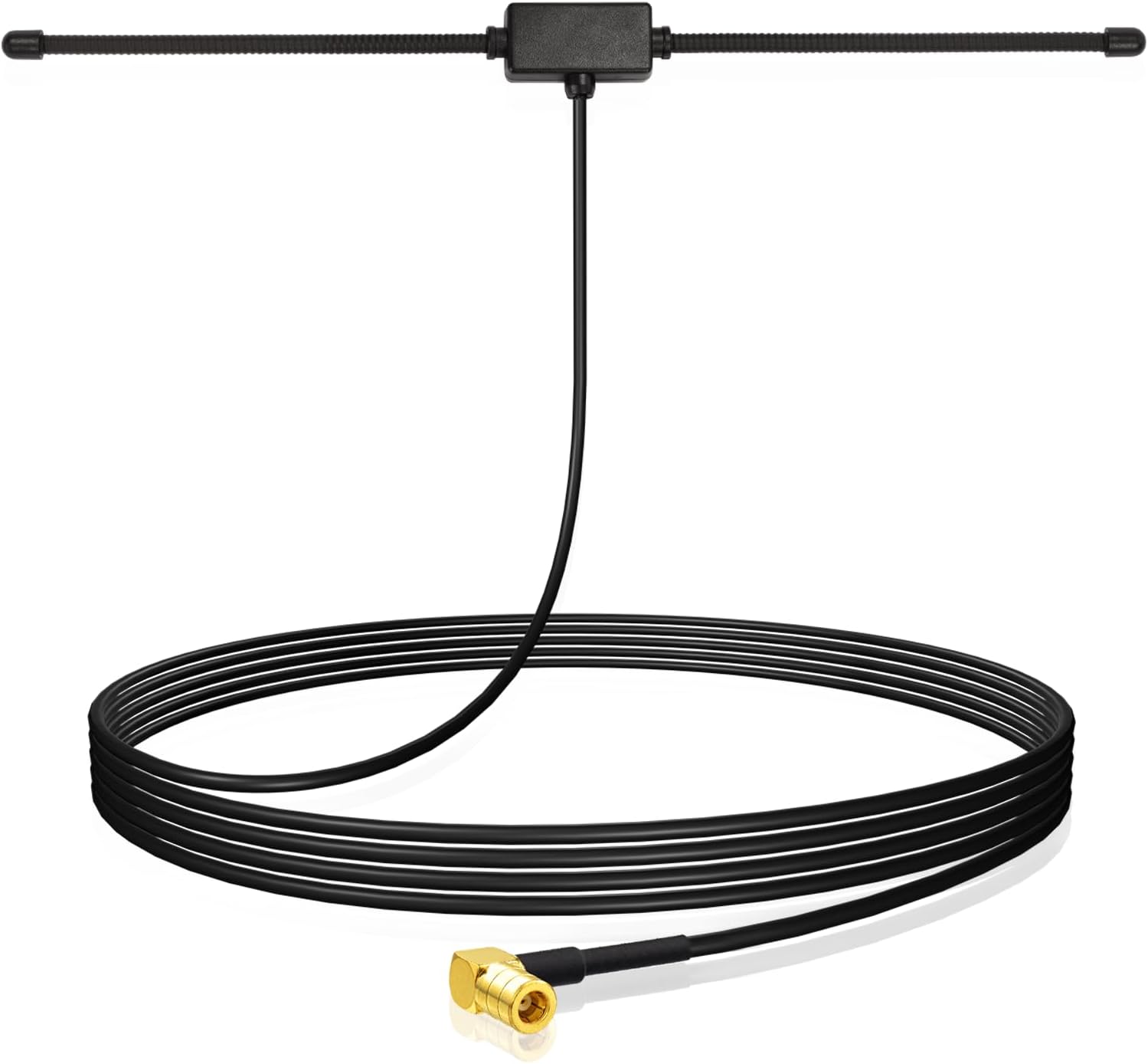Bingfu DAB/DAB+ car glass mount antenna with a low-profile transparent film design and 3-meter RG174 extension cable with SMB connector
