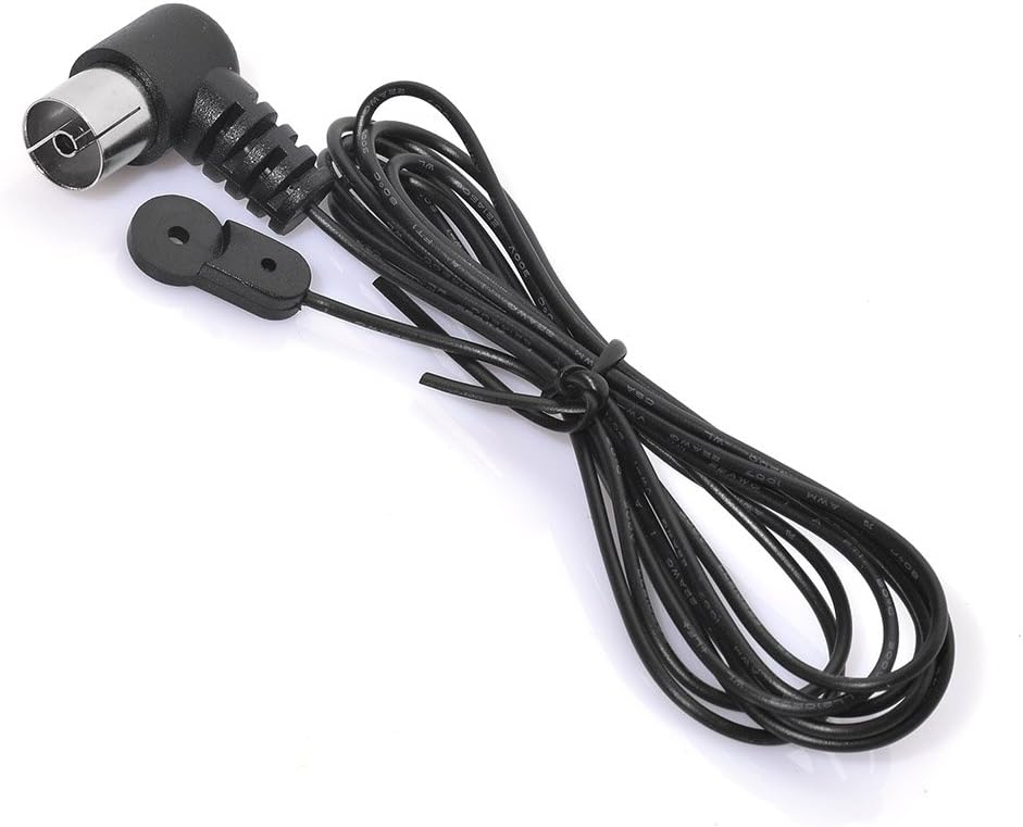 Bingfu FM T-type dipole antenna with a 75 Ohm PAL female connector (IEC coupling), featuring clear flexible wire for indoor radio reception