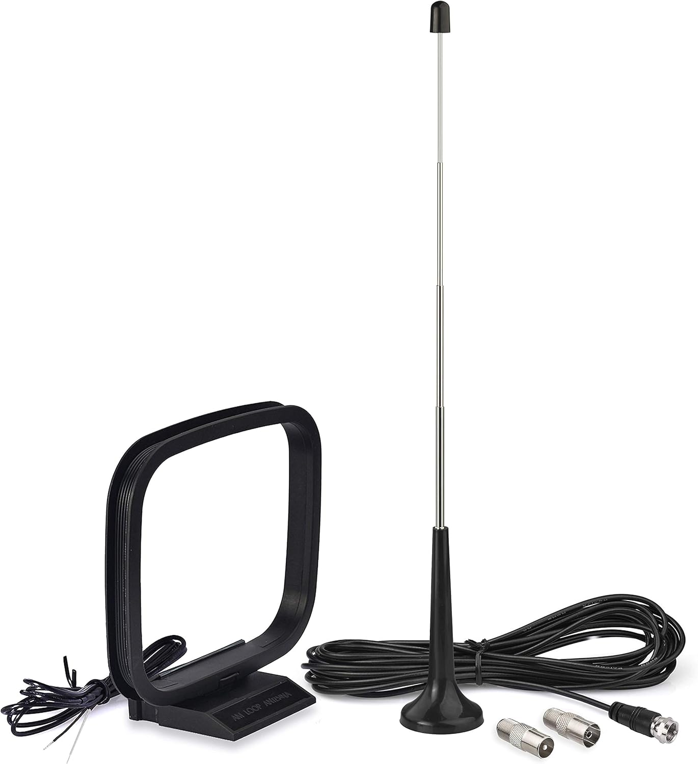 Bingfu FM telescopic antenna with magnetic base and AM loop antenna kit