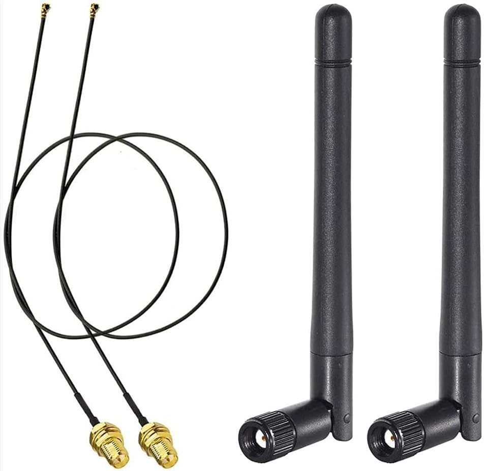 Bingfu M.2 WiFi Antenna Kit 2-Pack, Dual Band 3dBi MIMO RP-SMA Antennas with 12-inch IPEX4 MHF4 to RP-SMA Female Bulkhead Cables