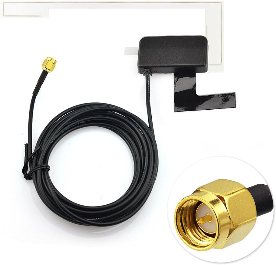 Bingfu active DAB/DAB+ car radio antenna with built-in signal amplifier, featuring a transparent film design and 3-meter RG174 cable