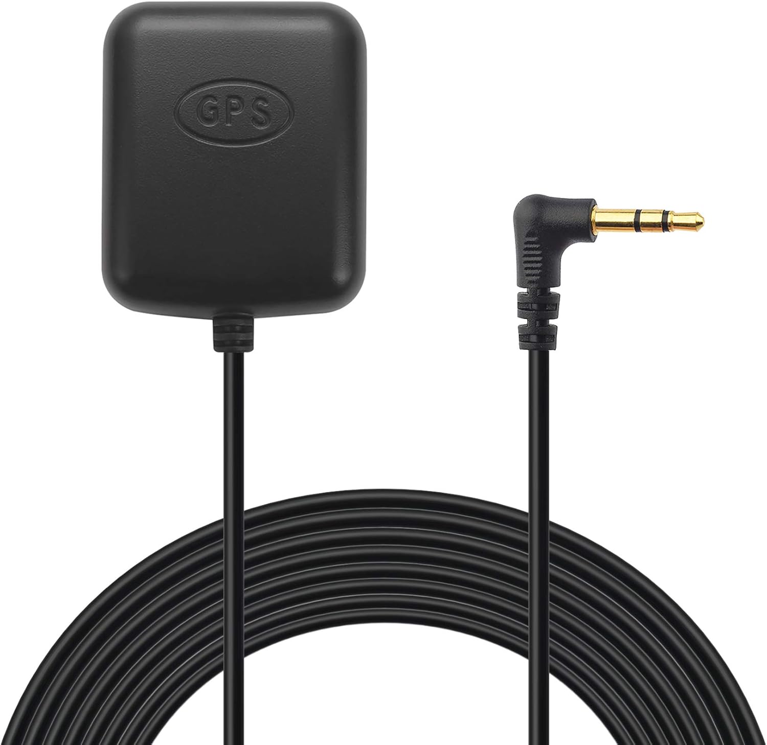 Bingfu active GPS antenna receiver with 3.5mm audio-style plug, 3-meter RG174 cable, and waterproof adhesive mount housing