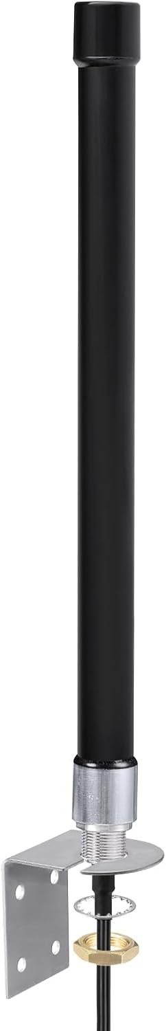 Bingfu antenna mounted high on a tree to bypass foliage and boost trail camera cellular signal