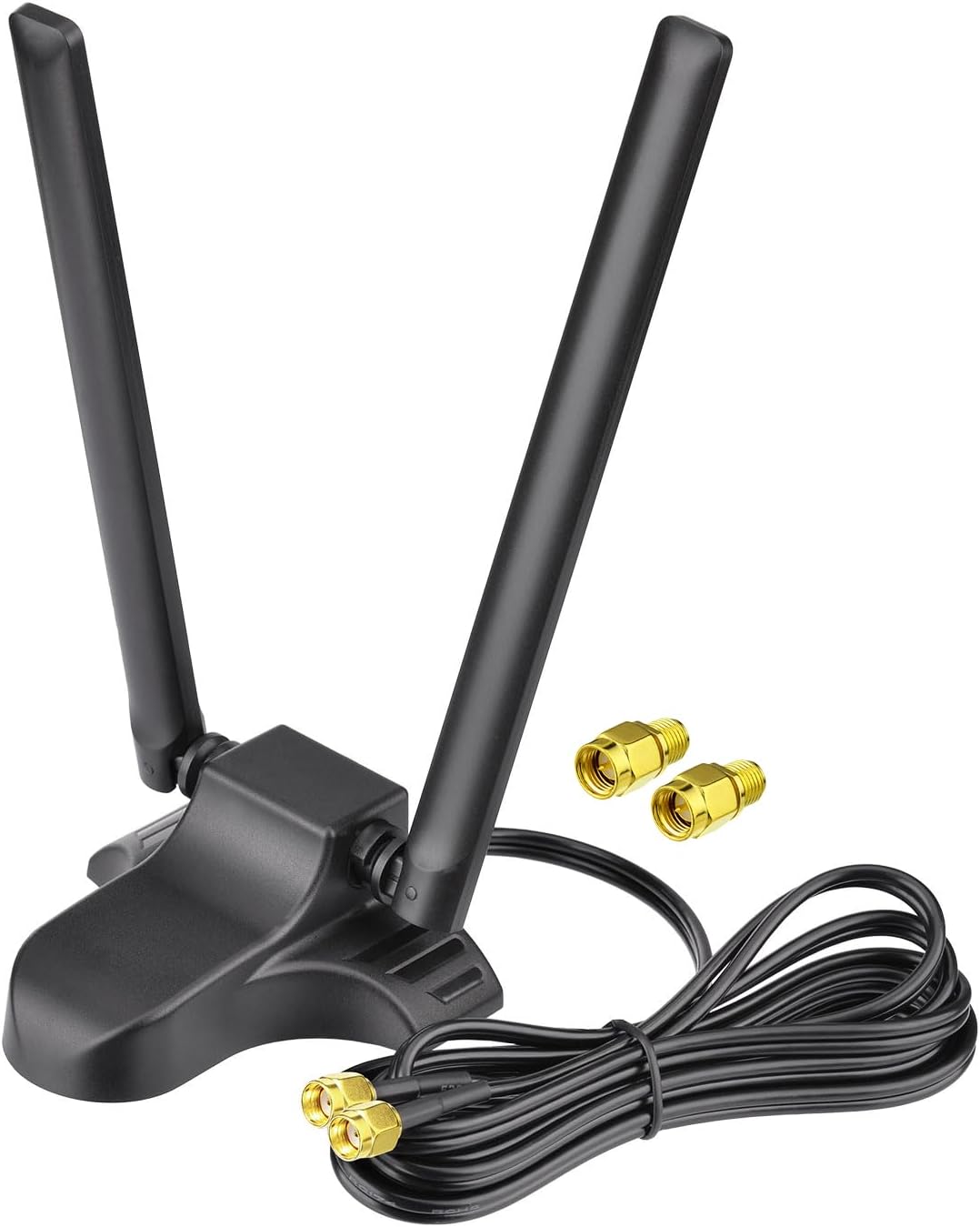 Bingfu dual-band WiFi magnetic mount antenna with dual RP-SMA male connectors and 6.5ft extension cable