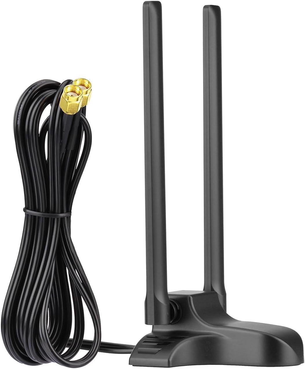 Bingfu dual-band WiFi magnetic mount antenna with dual RP-SMA male connectors and 6.5ft extension cable