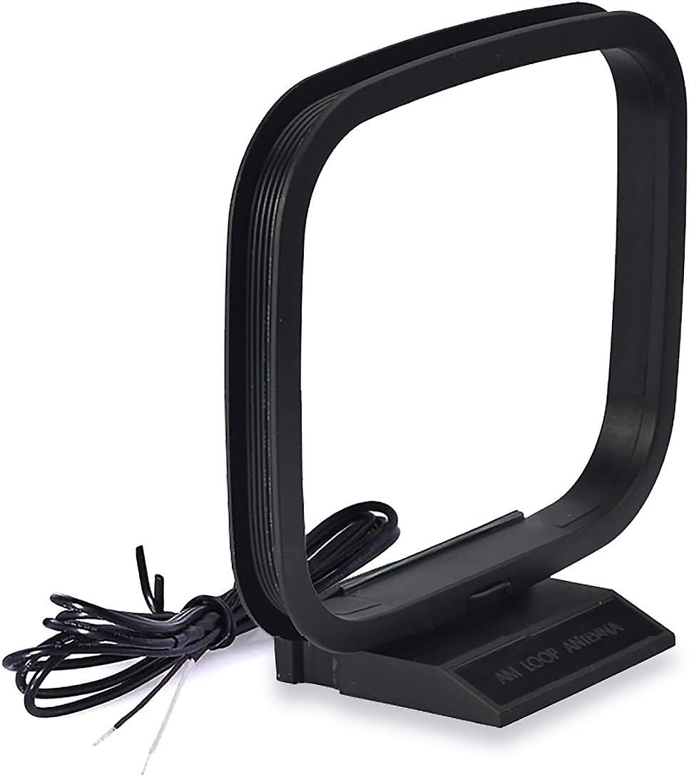 Bingfu home stereo antenna kit including a clear T-type FM wire antenna with F connector and a black AM loop antenna with bare wire leads