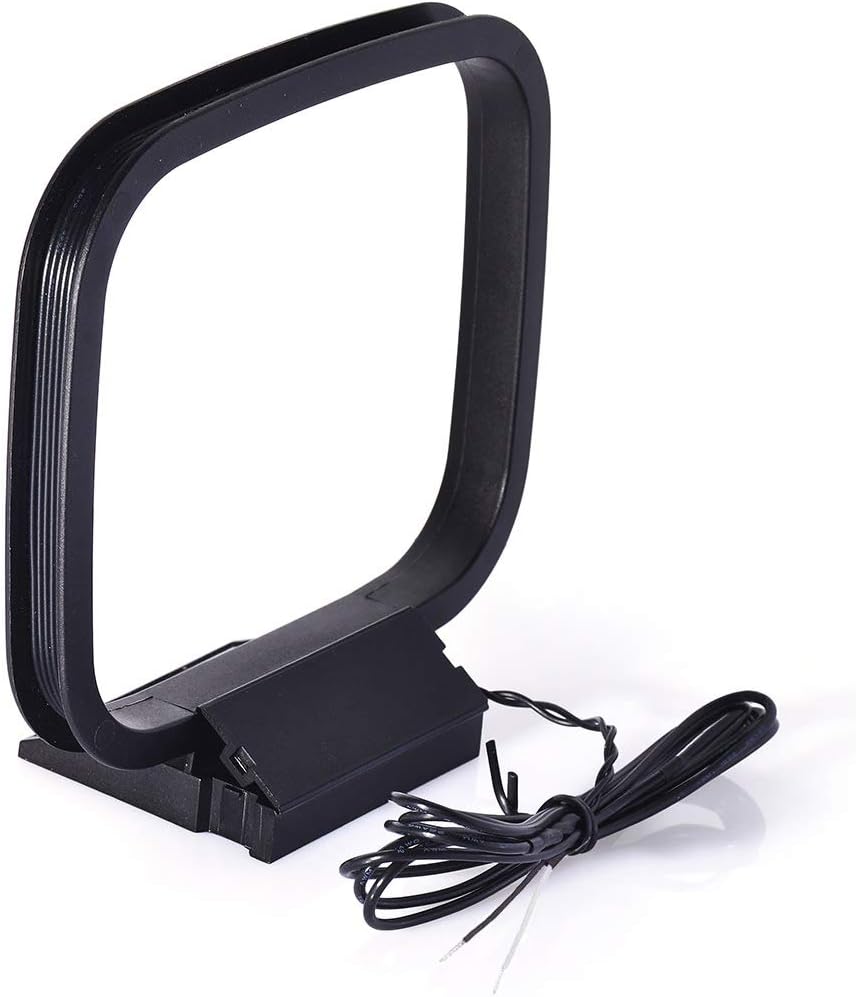 Bingfu home stereo antenna kit including a clear T-type FM wire antenna with F connector and a black AM loop antenna with bare wire leads