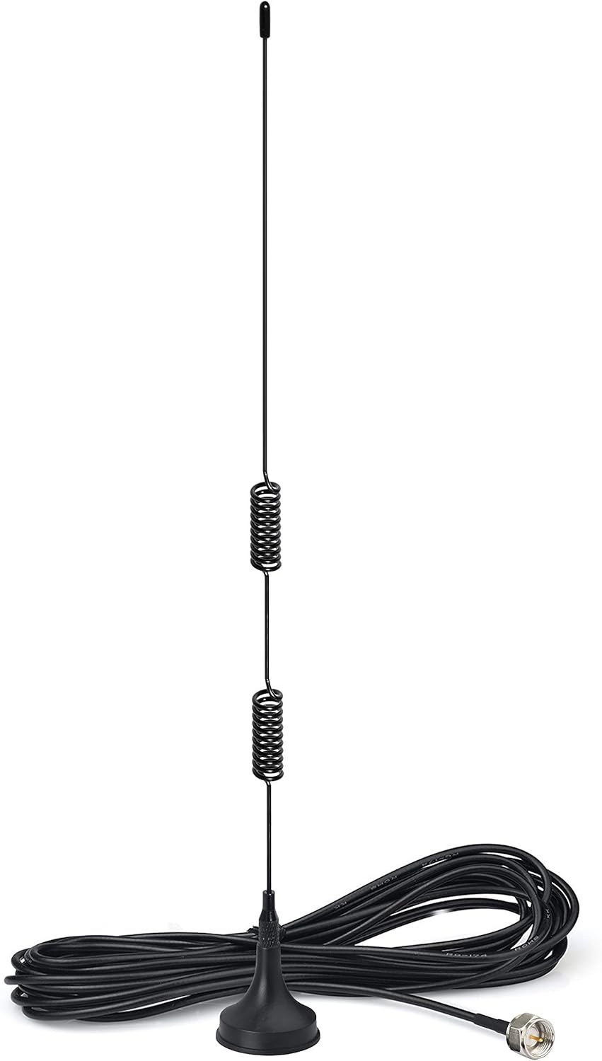 Bingfu indoor FM/DAB radio antenna with a high-gain magnetic base, 3-meter RG174 extension cable, and a complete set of 3 connector adapters