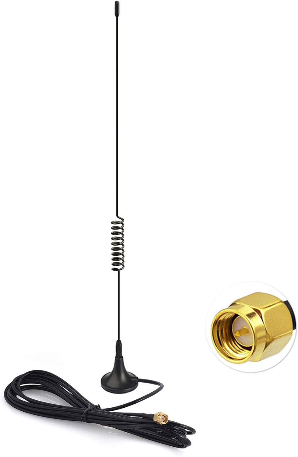 Bingfu magnetic DAB+ antenna with a high-gain slim mast and a 5-meter extra-long RG174 extension cable for maximum placement flexibility