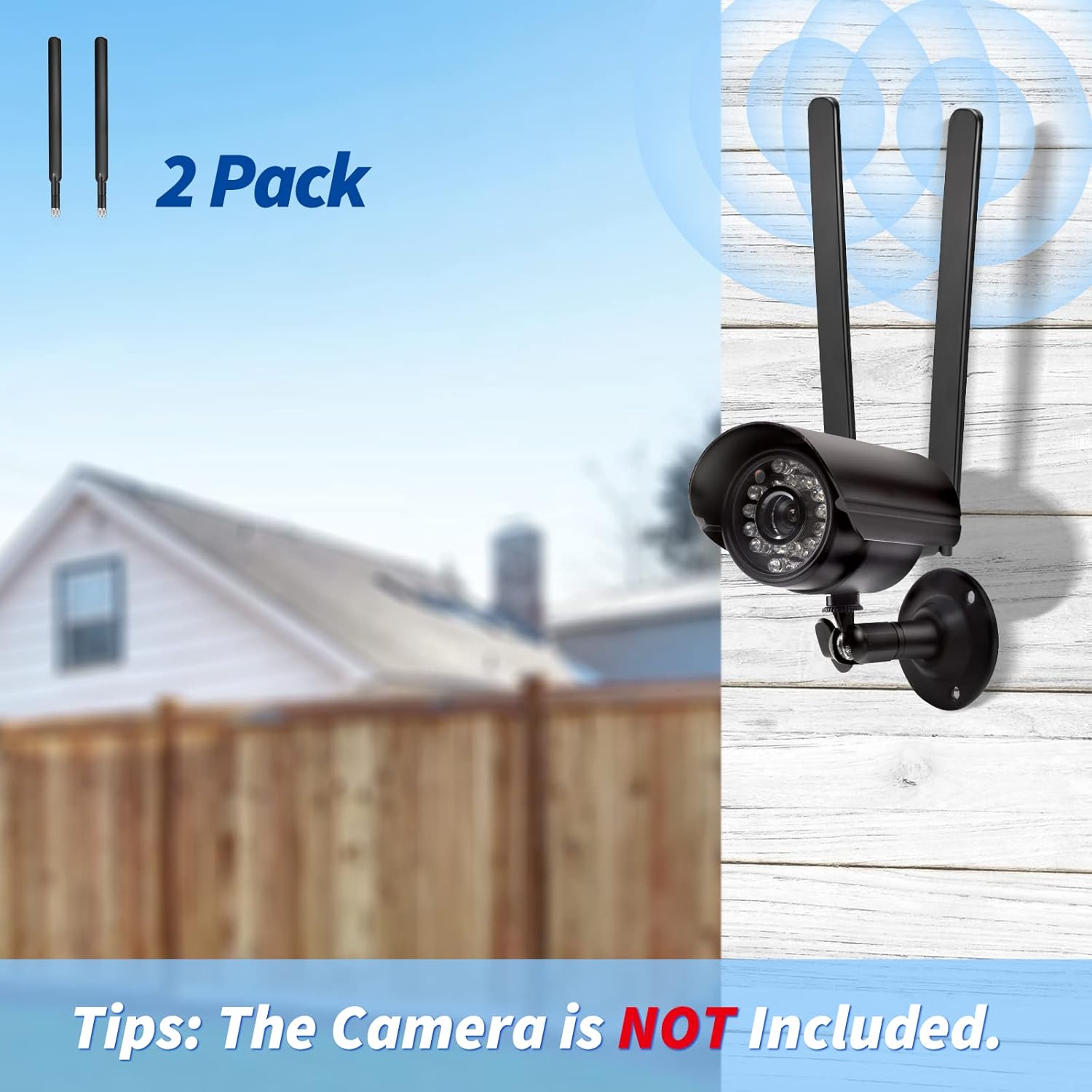 Bingfu outdoor antenna mounted on a security camera in a garden environment for stable data transmission