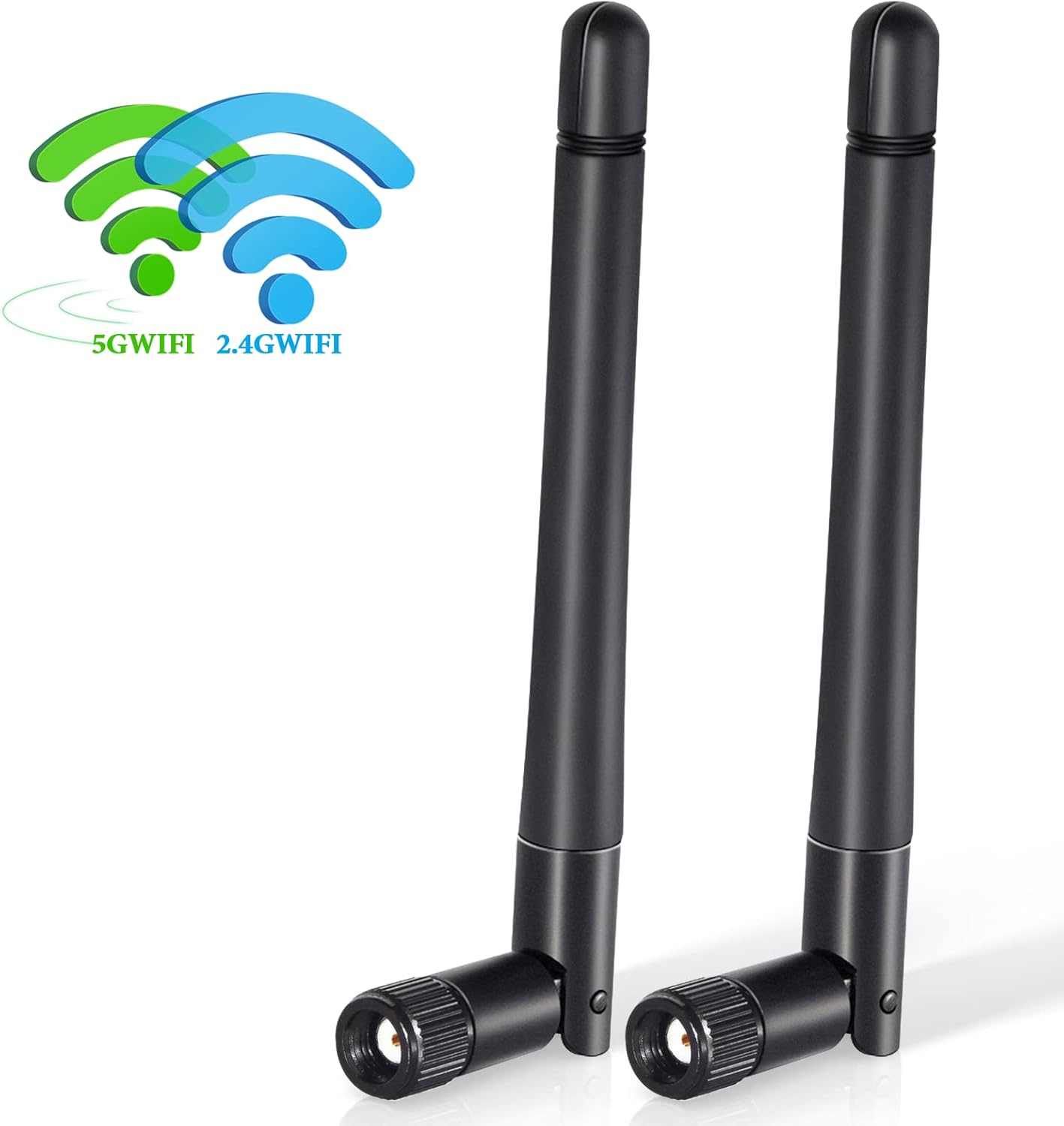Bingfu single pack dual-band 3dBi WiFi antenna with RP-SMA male connector, universal replacement antenna