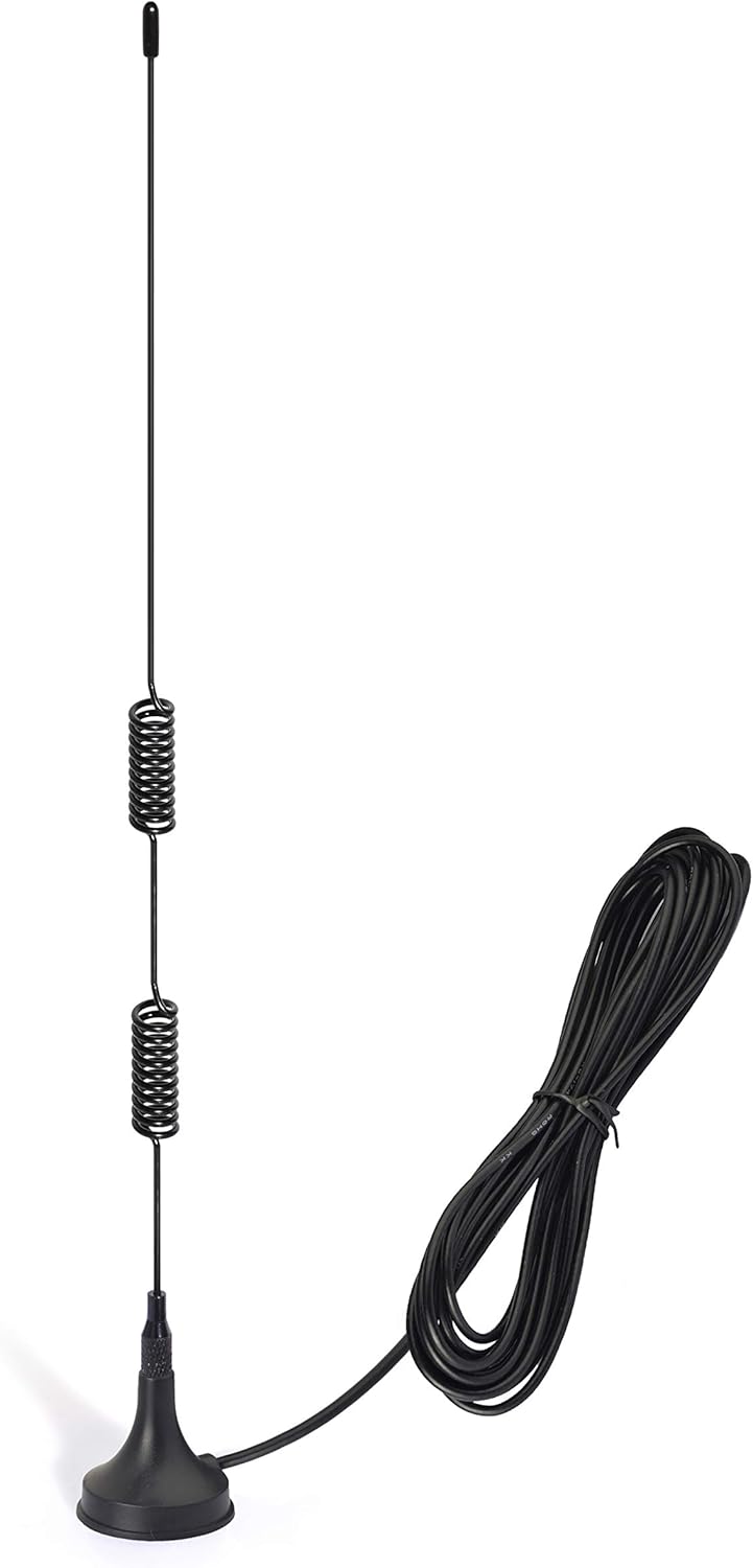 Bingfu universal FM/AM radio antenna with a heavy-duty magnetic base and 3-meter RG174 extension cable, featuring a standard DIN male connector