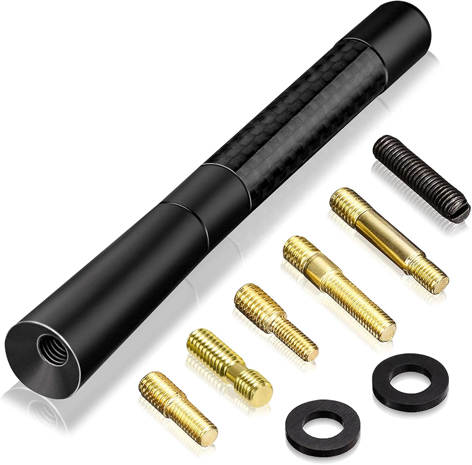 Bingfu universal short car roof antenna mast with a durable black rubber finish and internal copper coil for optimized signal reception
