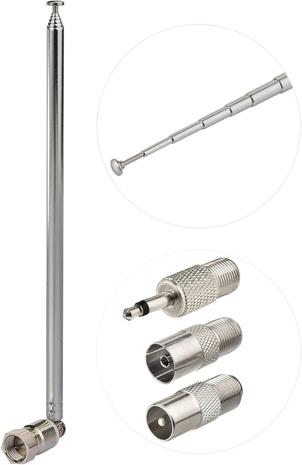 Bingfu universal telescopic FM radio antenna with 4 different connector adapters