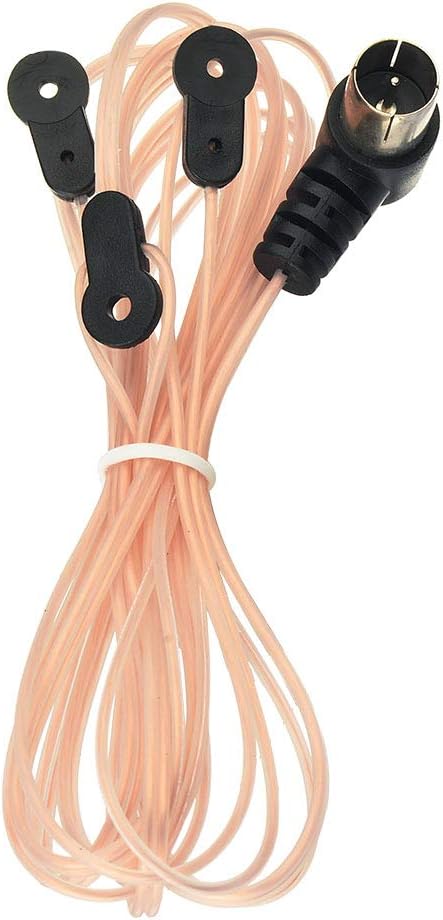 Close-up of the 3-pin AM connector and the dipole antenna's wiring