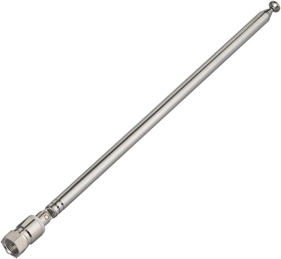 Close-up of the 7-section extendable stainless steel rod, showing the flexible 180-degree swivel joint for optimal signal orientation