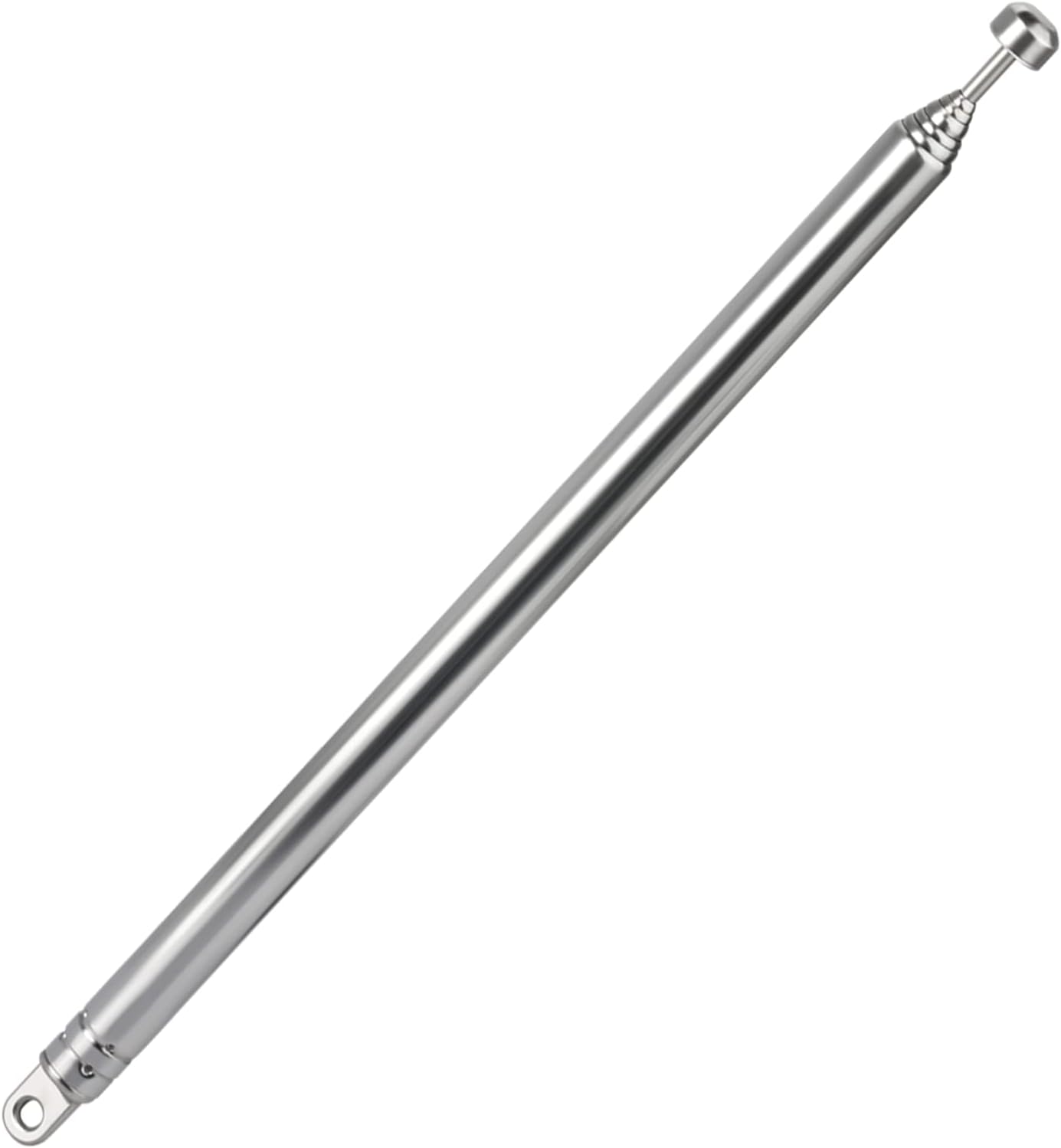 Close-up of the 7-section stainless steel telescopic rod, showing the smooth extension and high-quality chrome finish for durability