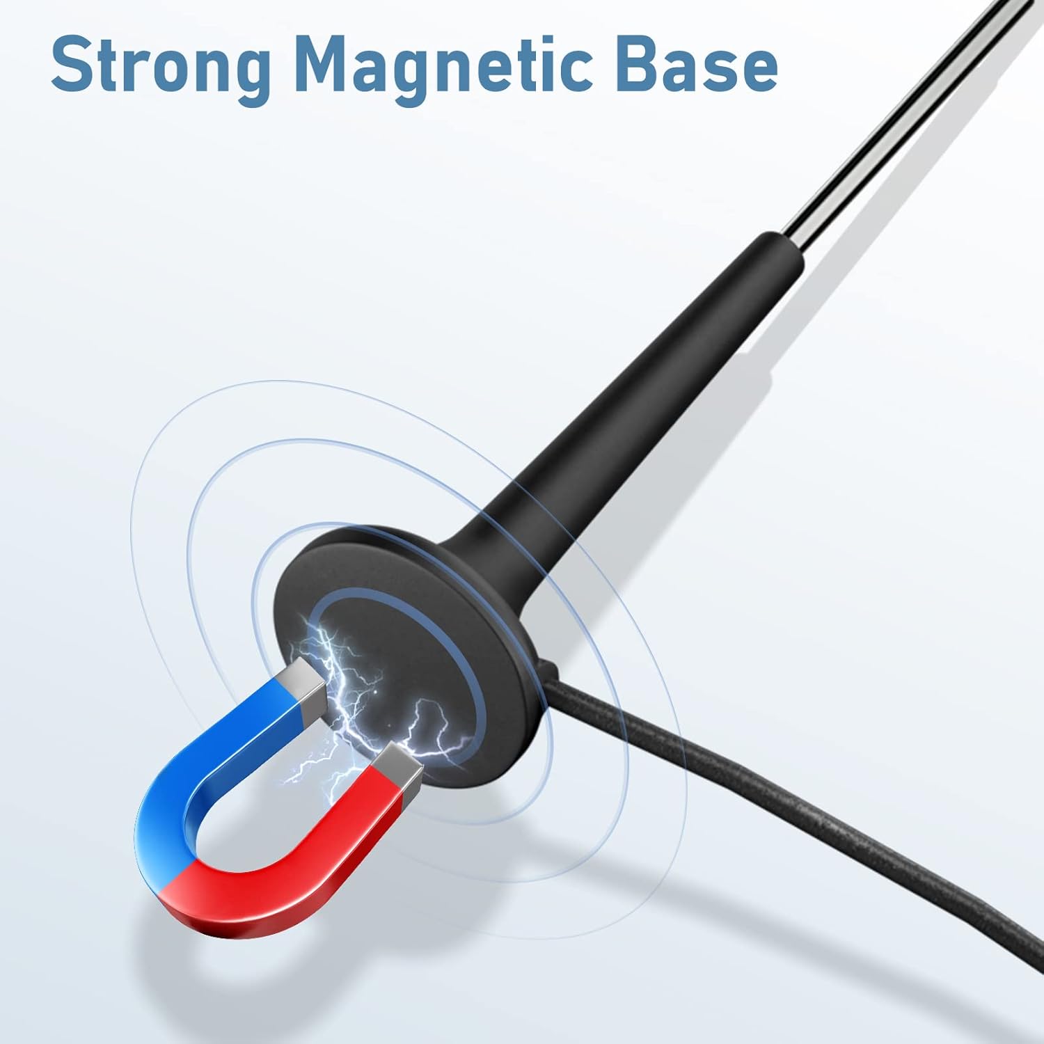 Close-up of the premium 7-section telescopic rod extending up to 74cm, crafted from corrosion-resistant stainless steel for long-term indoor use