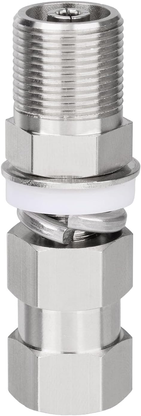 Close-up of the robust SO239 connection port and durable mounting stud threads.