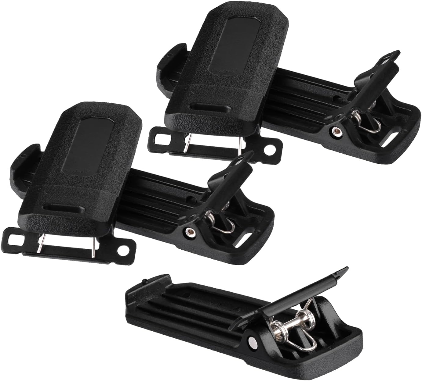 Close-up of the spring-loaded mechanism and high-quality plastic material of the belt clip