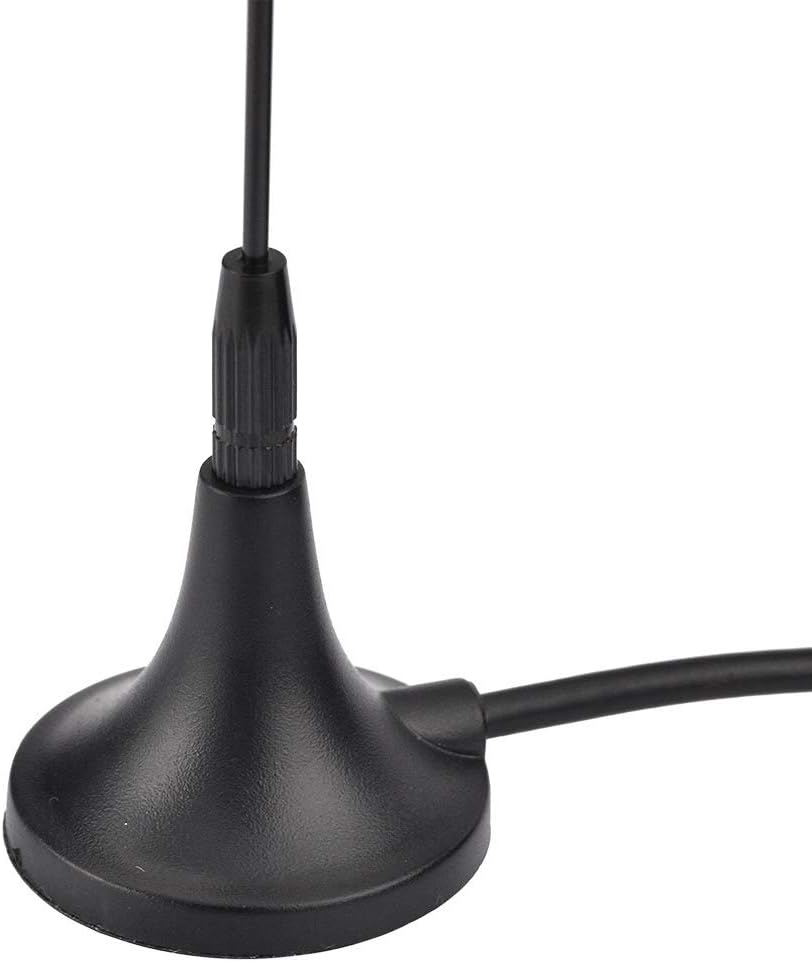 Close-up of the whip antenna and the high-pull magnetic base with protective anti-scratch base