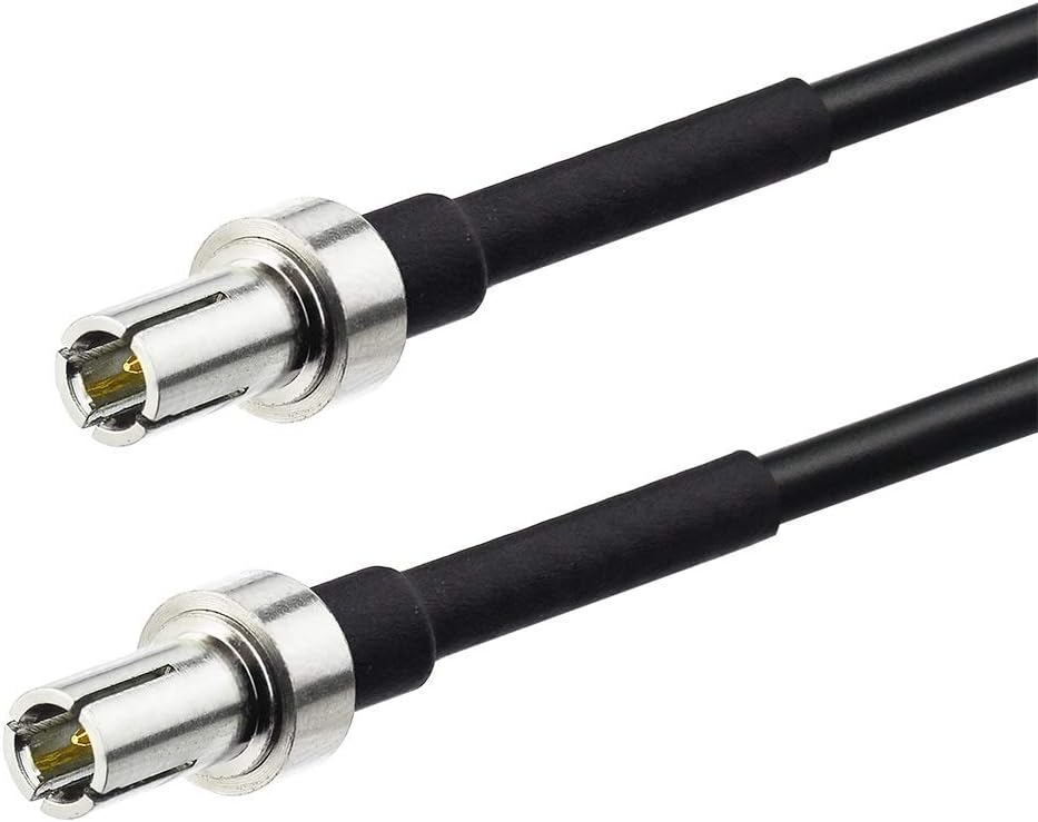 Detailed macro view of the gold-plated TS9 male connector (3.5mm) on Bingfu 6dBi antenna