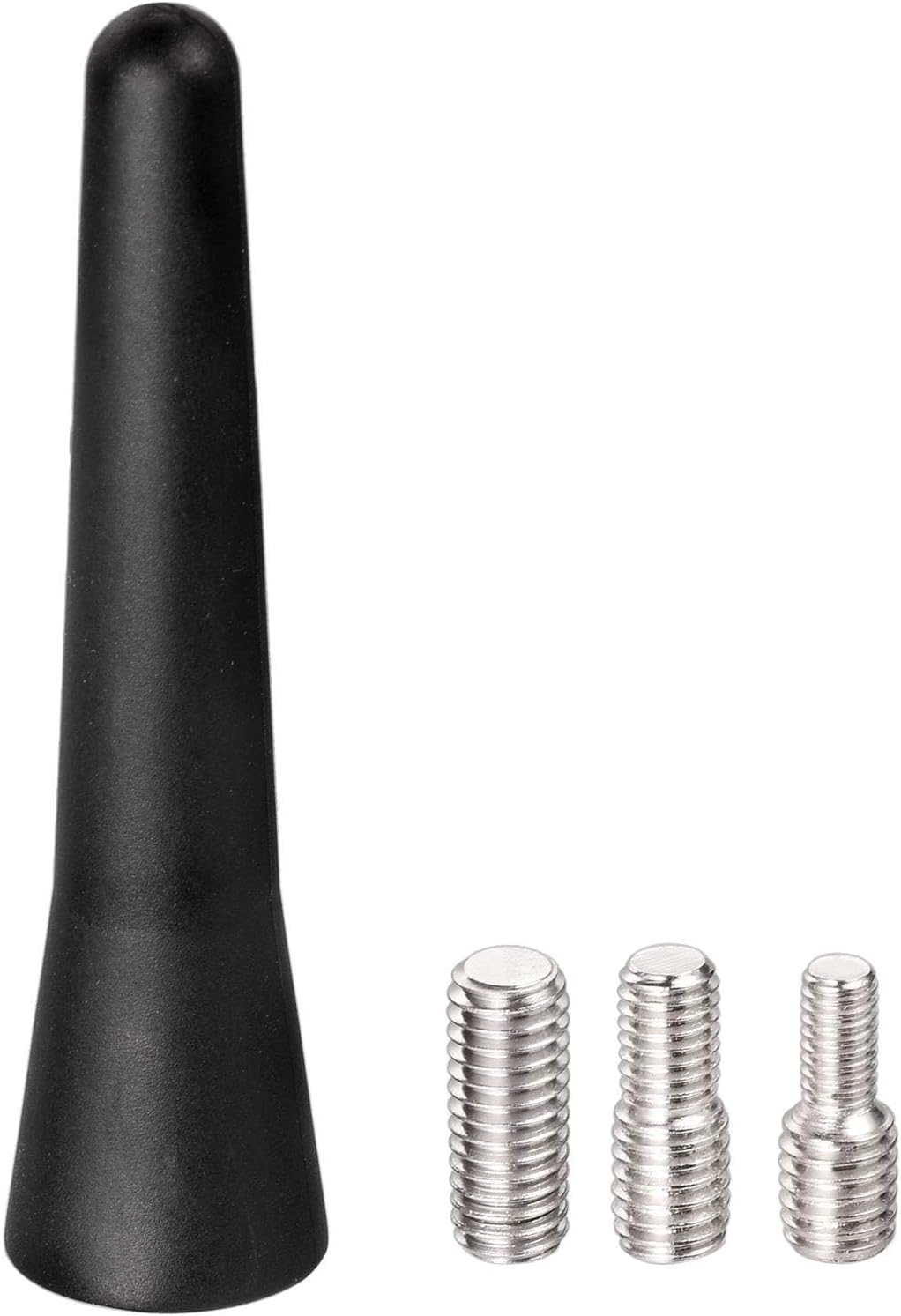 Detailed view of the 2-pack kit including M4, M5, and M6 mounting studs to fit various car antenna bases