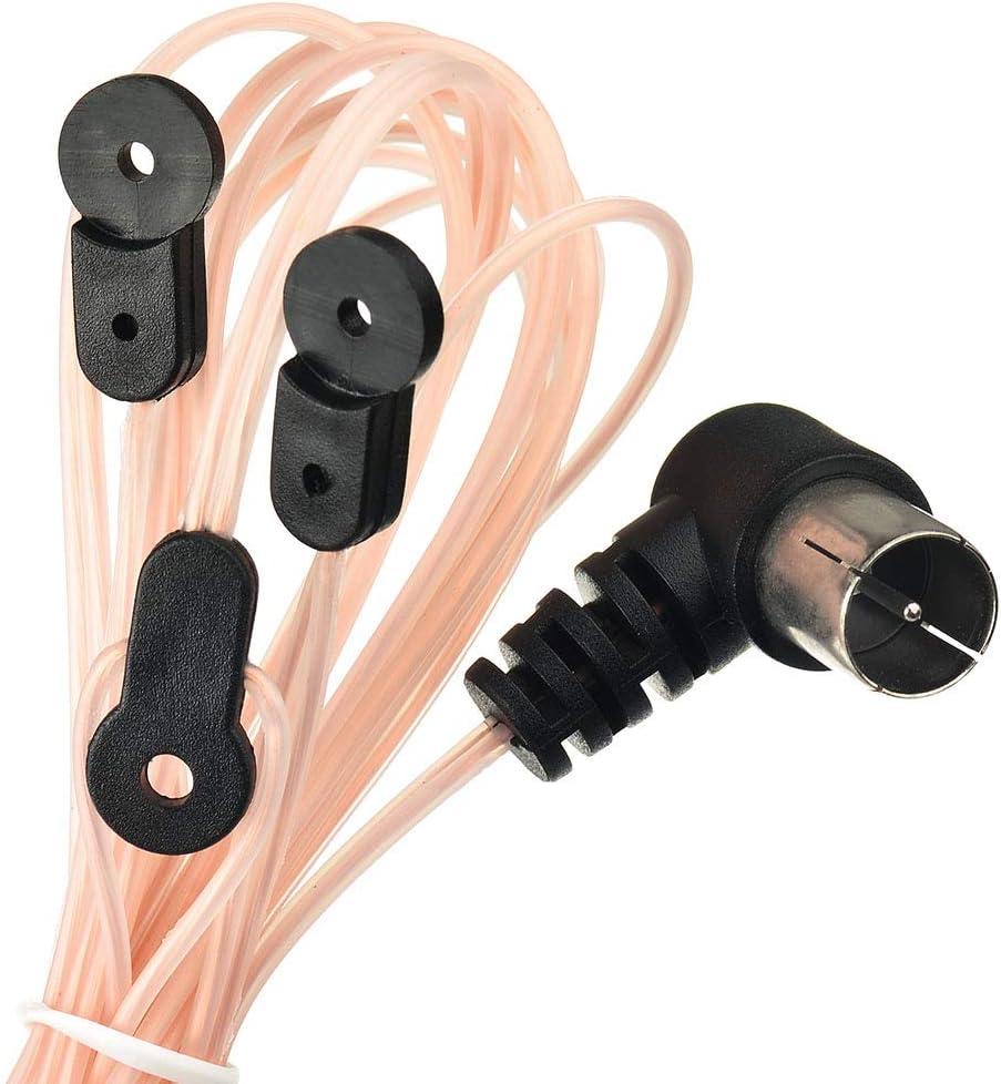Detailed view of the 3-pin AM plug and F-type FM dipole connector