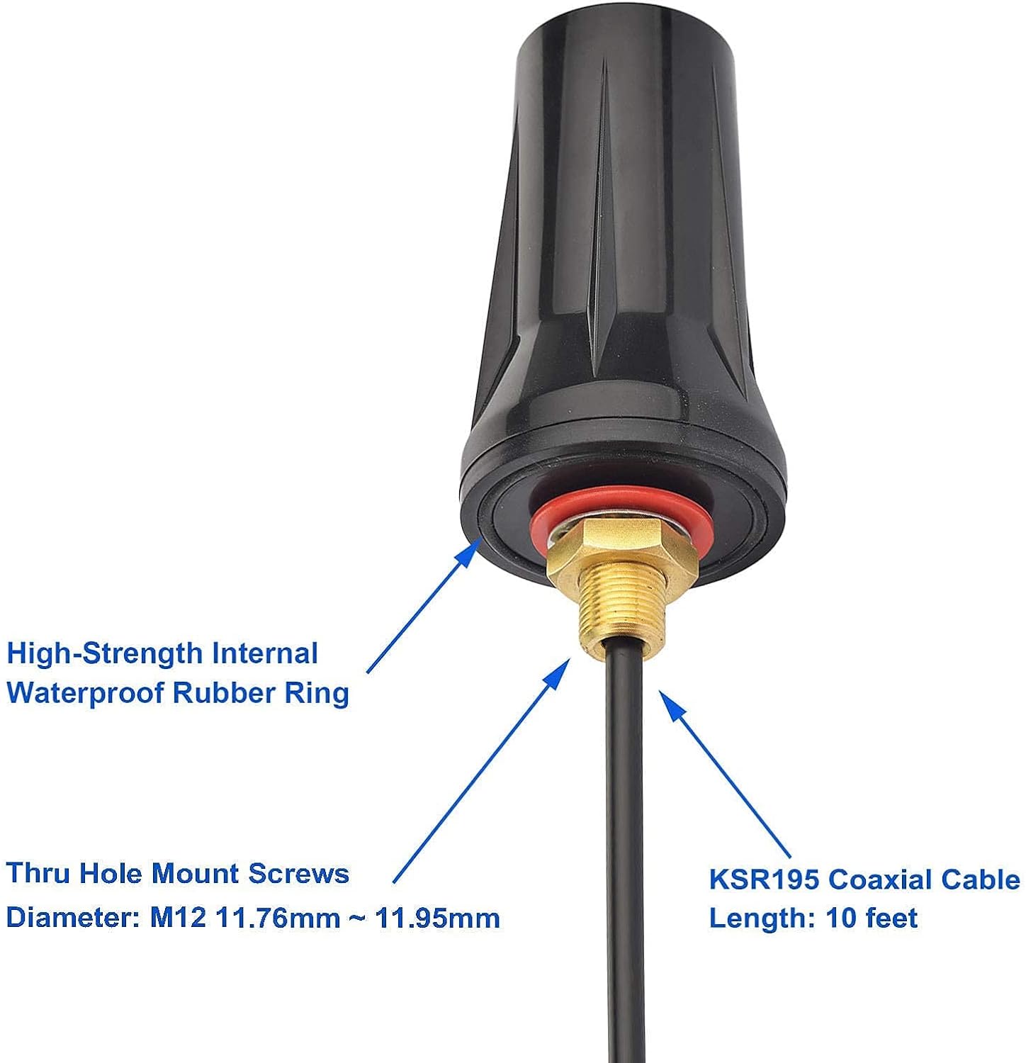 Detailed view of the IP67 waterproof antenna housing and the durable wall mount bracket