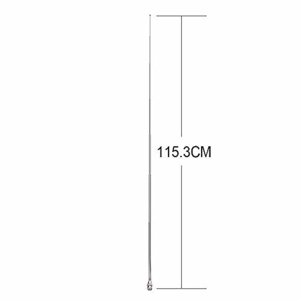 Diagram showing the compact collapsed size vs. 116cm extended length